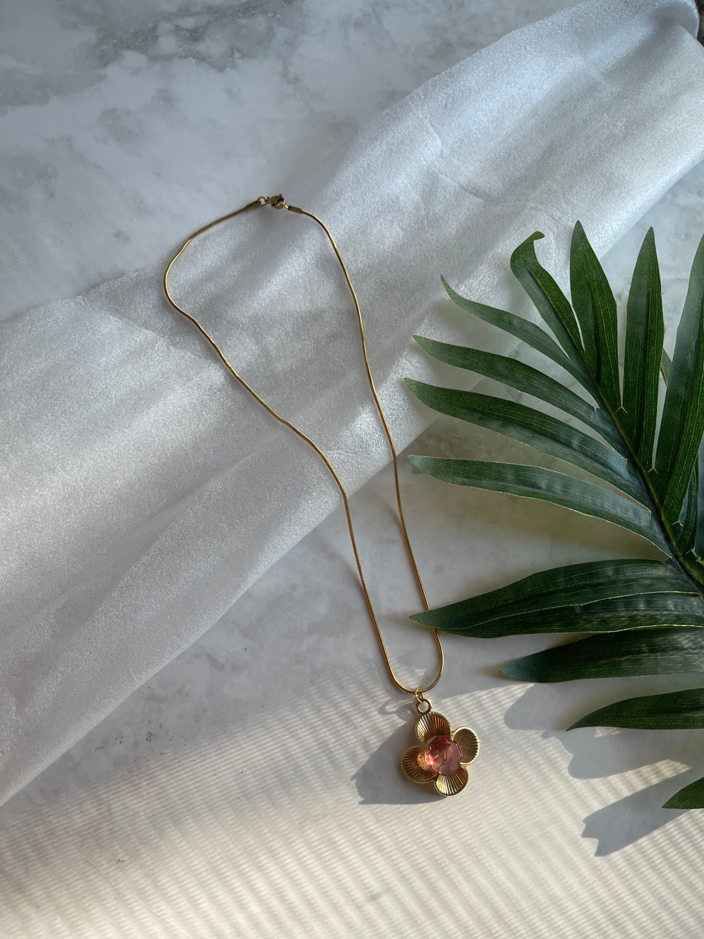 Upcycled LV flower cha necklace