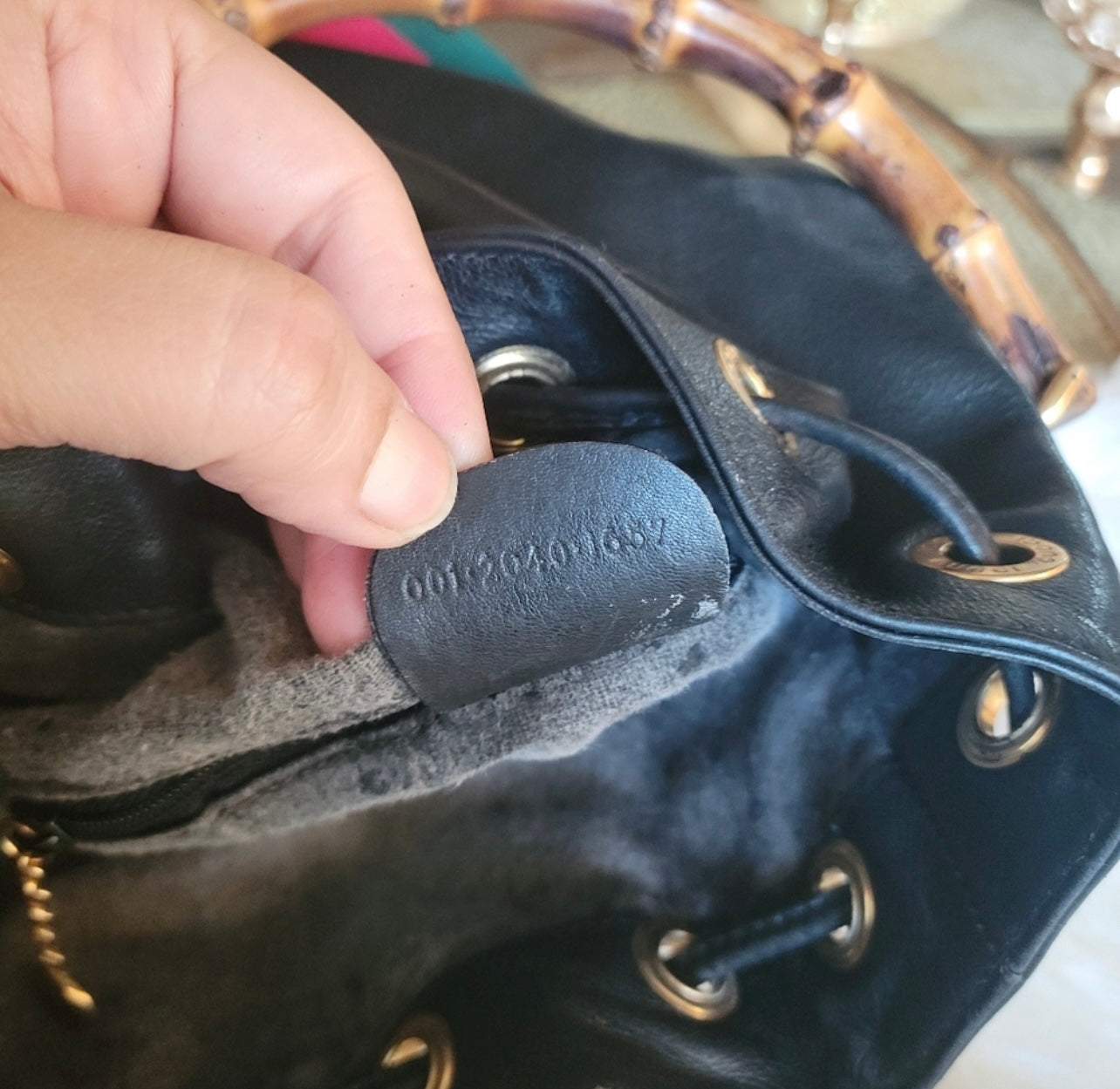 Auth Gucci bamboo vintage shoulder bag