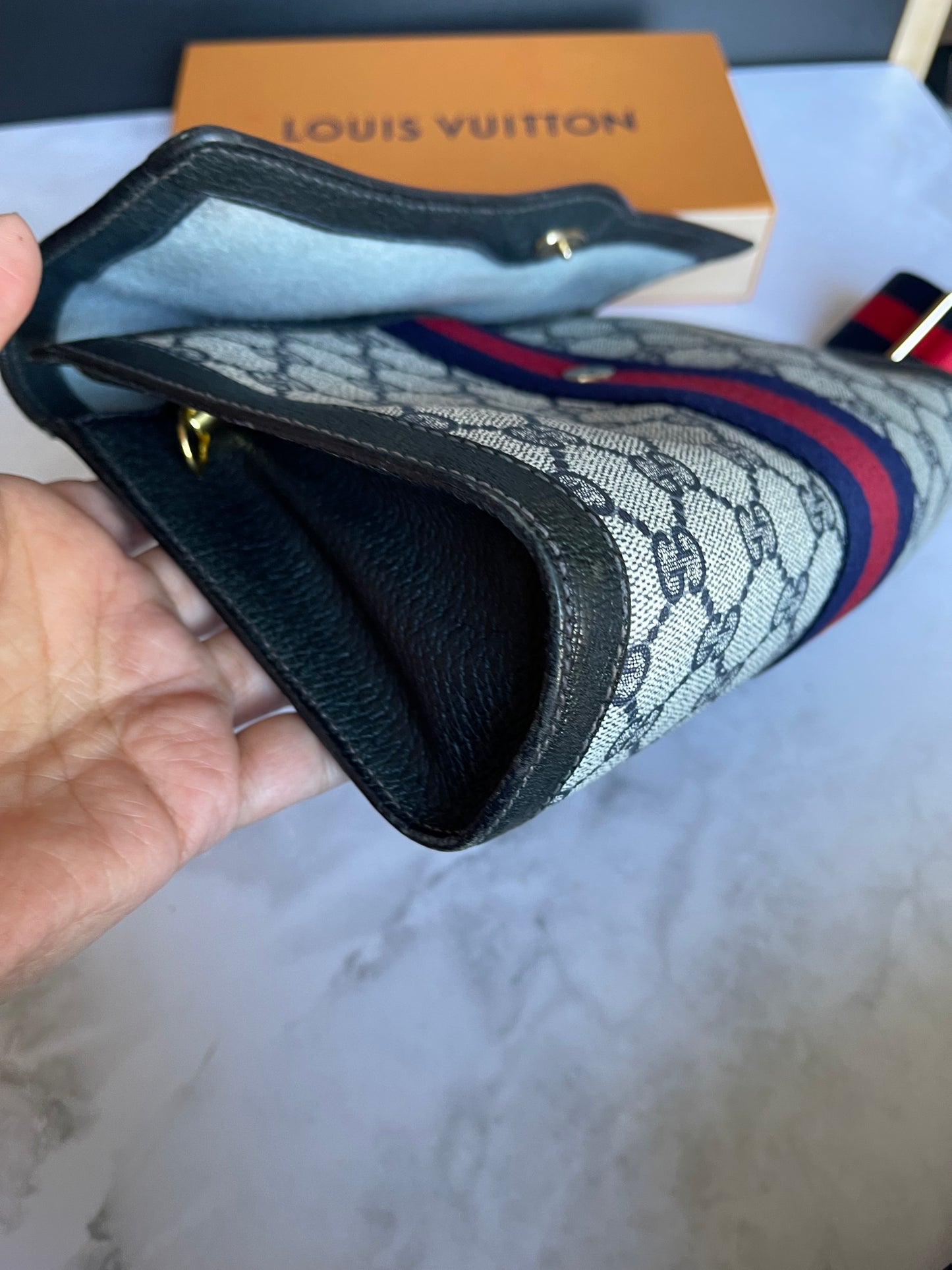 Authentic Gucci vintage web sherry line crossbody bag