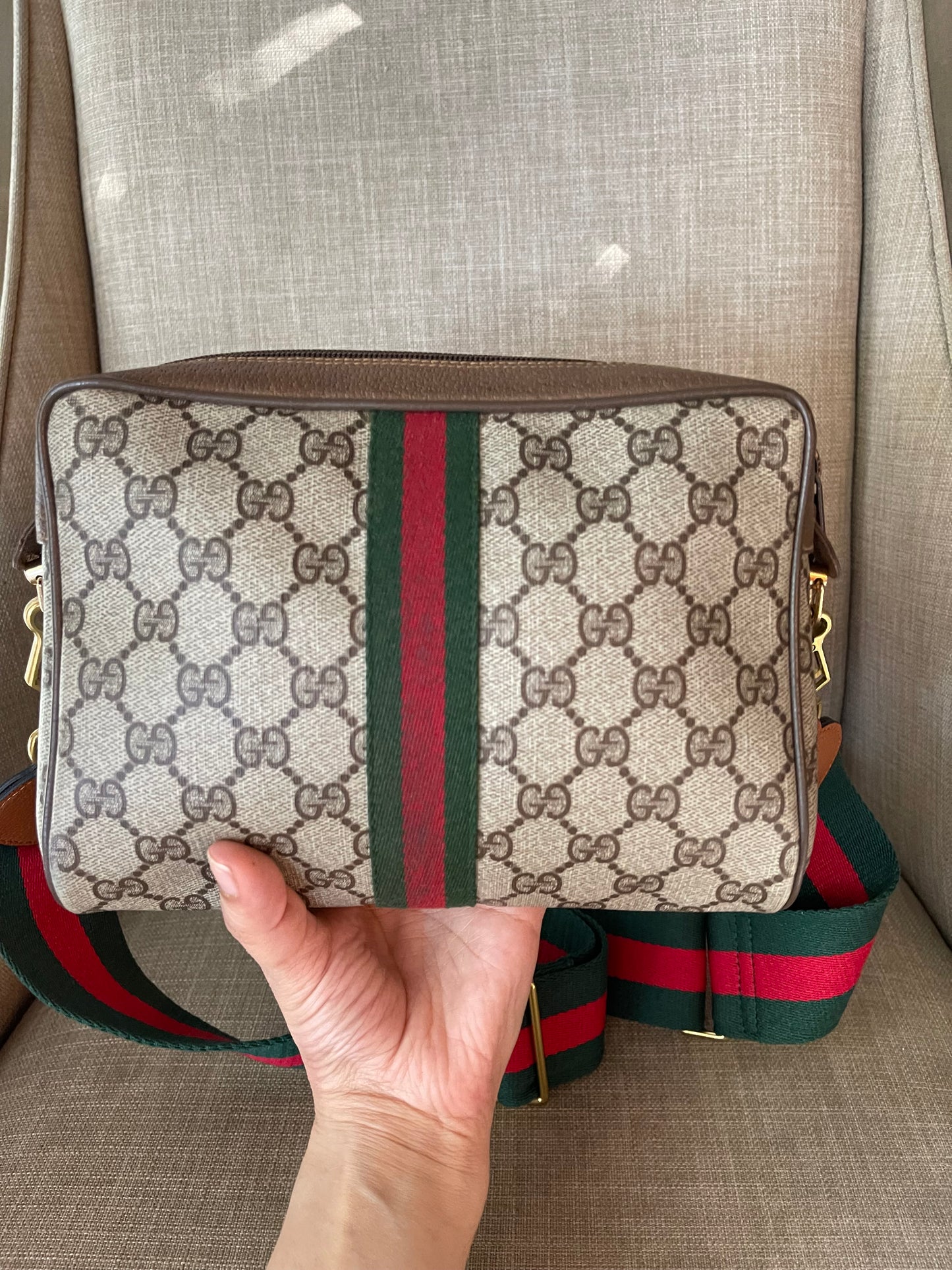 Authentic Gucci vintage web sherry line crossbody bag