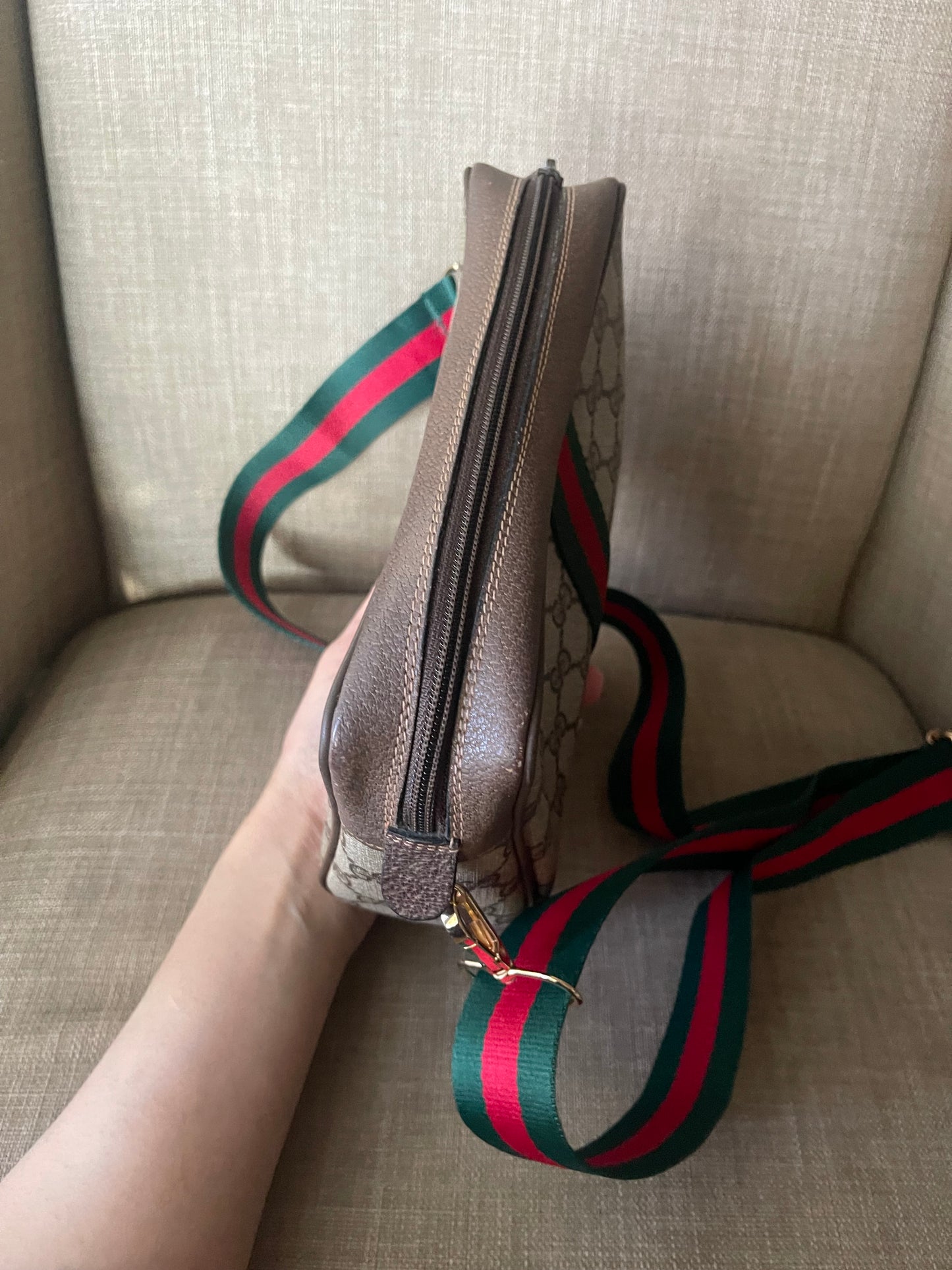 Authentic Gucci vintage web sherry line crossbody bag