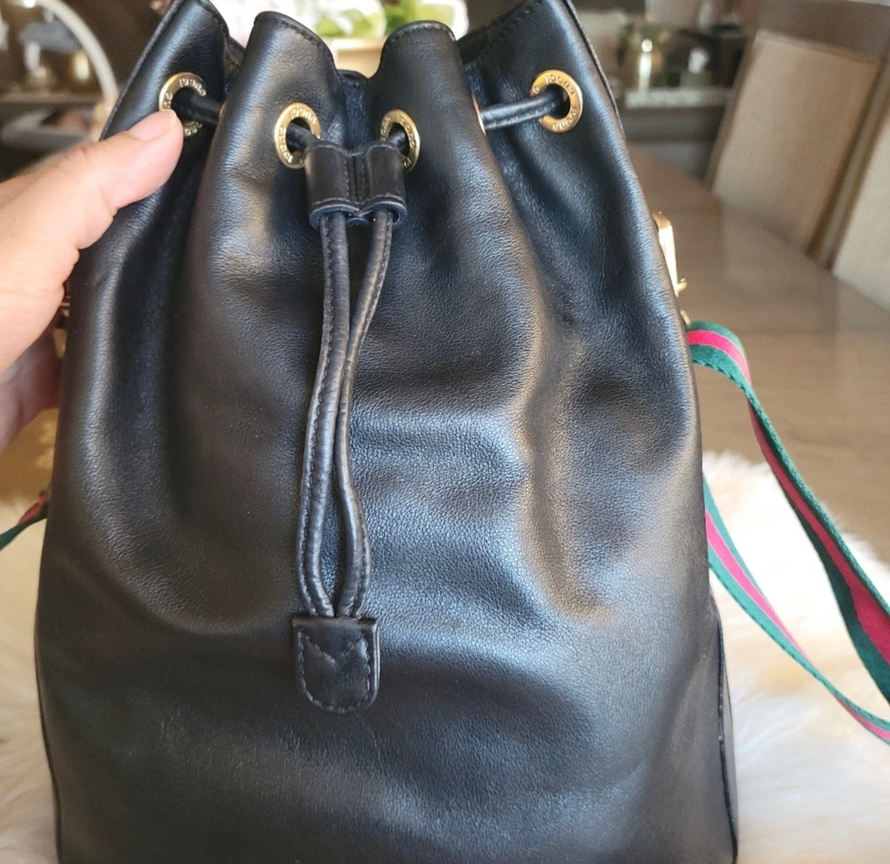 Auth Gucci bamboo vintage shoulder bag