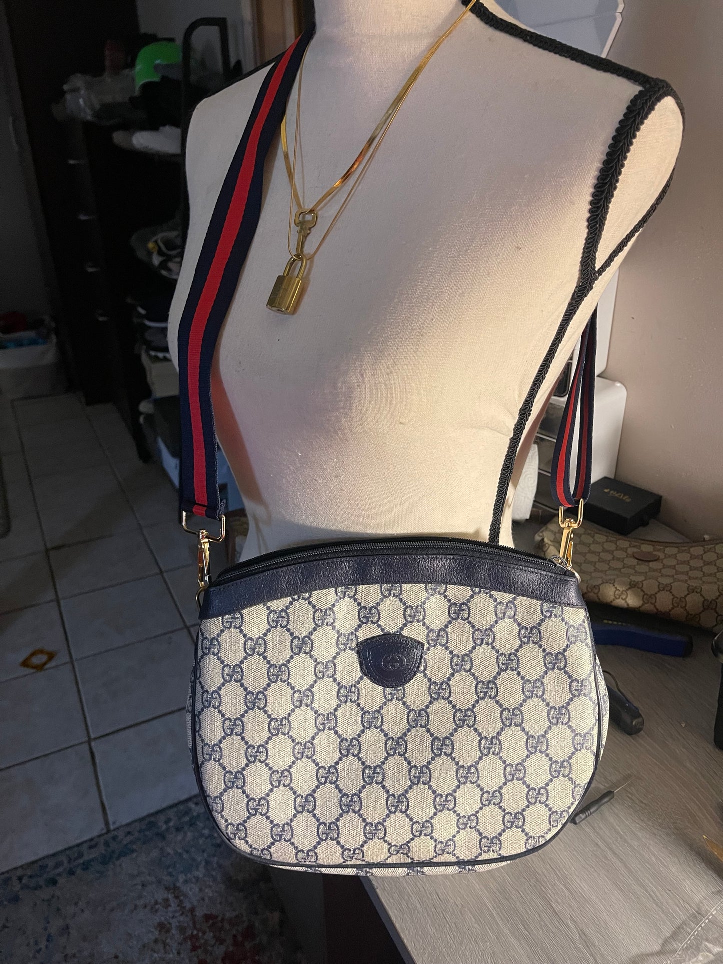 Authentic vintage Gucci blue crossbody bag
