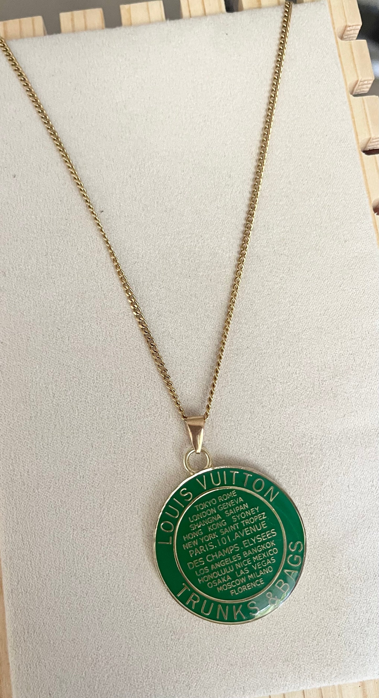 Authentic upcycled LV charm necklace