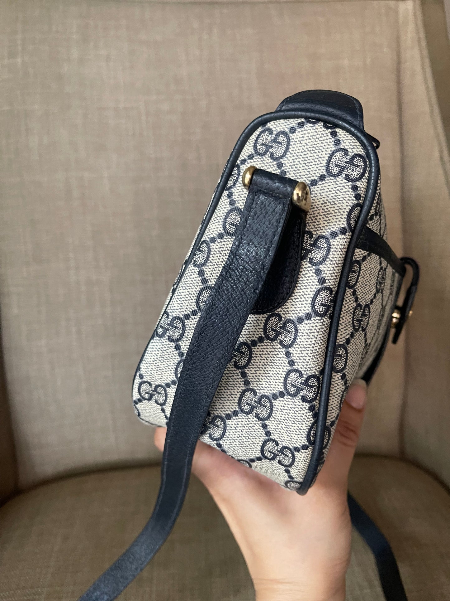 Authentic Gucci vintage web sherry line crossbody bag