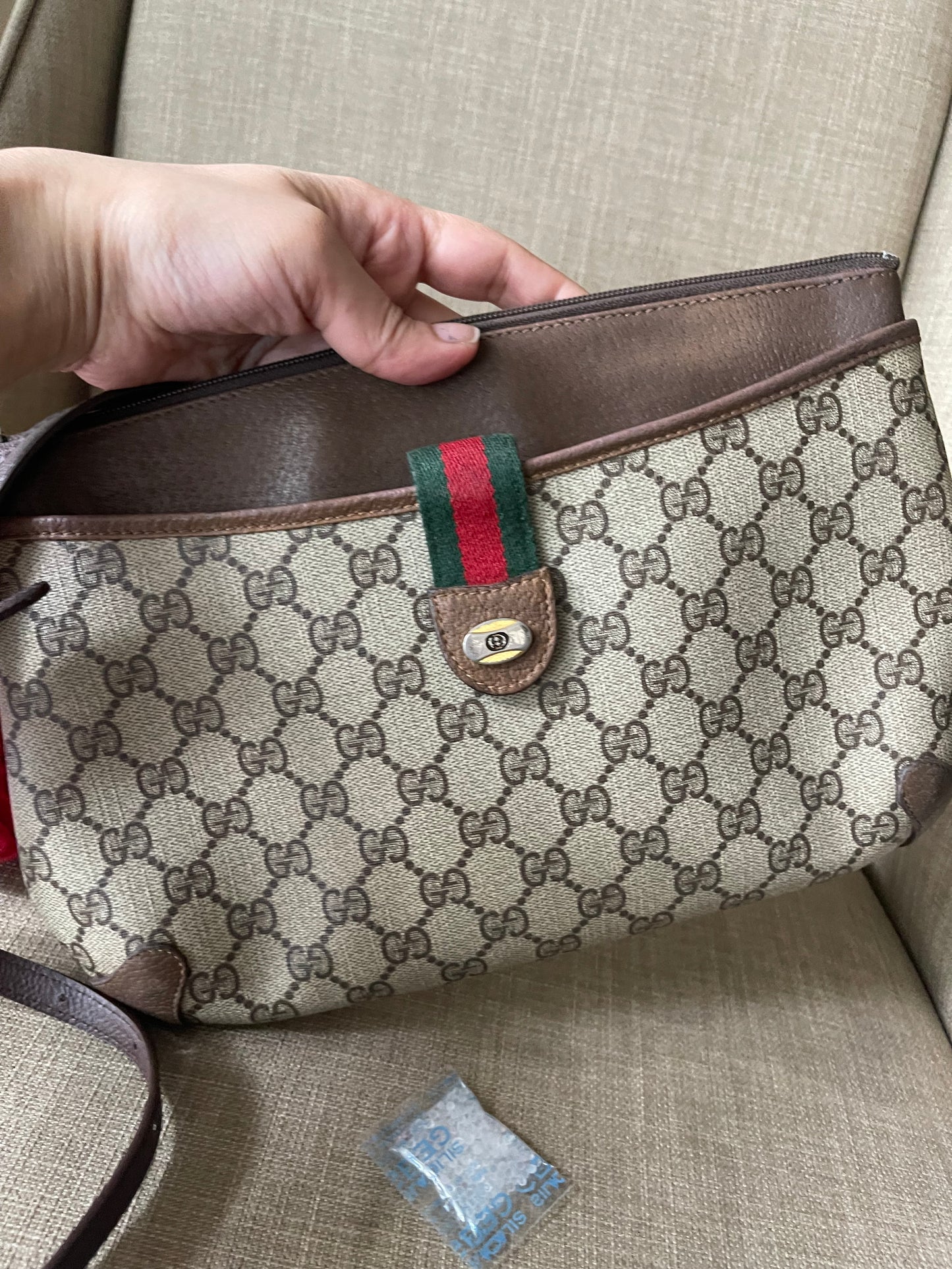 Authentic Gucci vintage web sherry line clutch crossbody bag