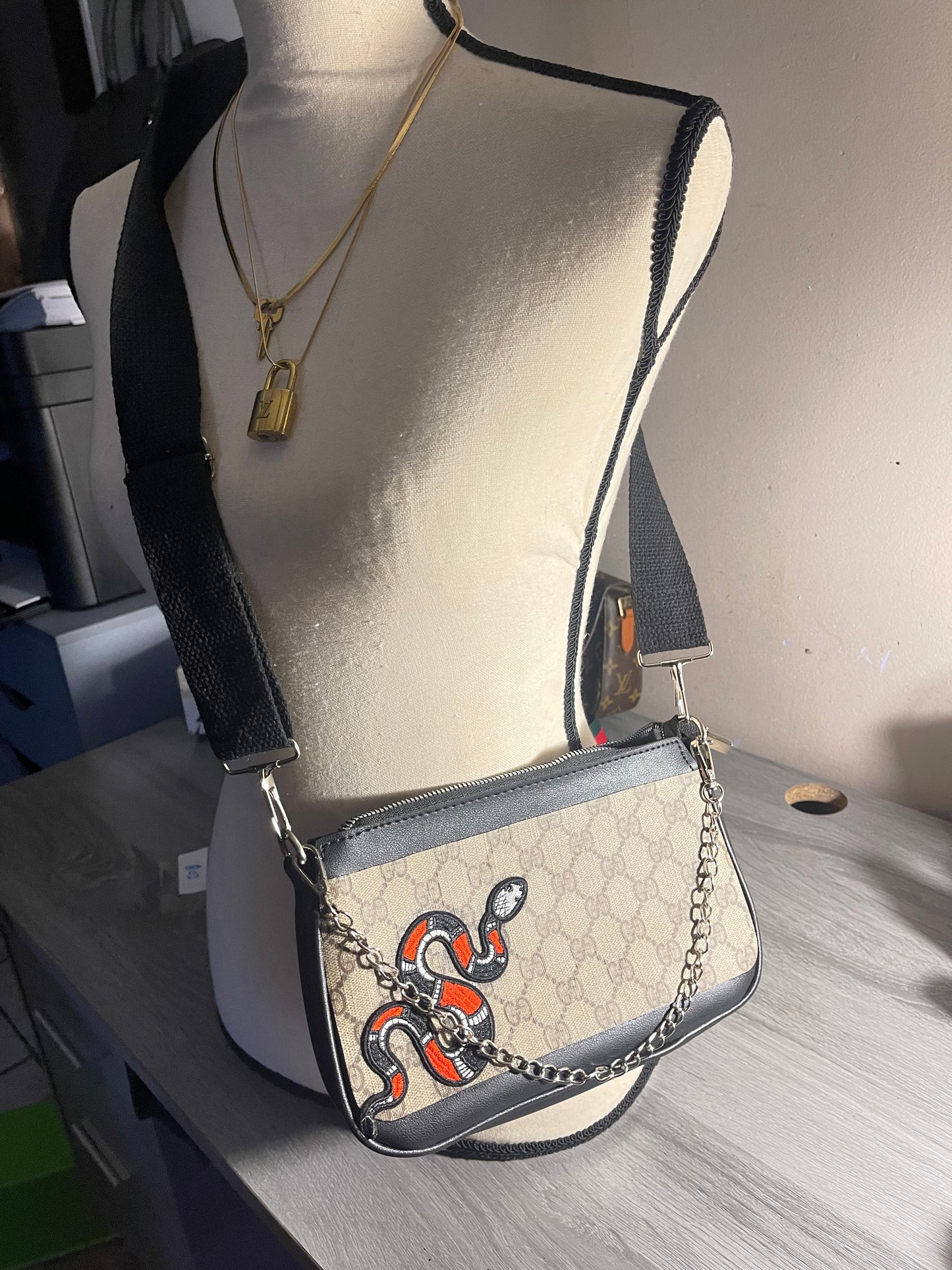 Upcycled black shoulder bag