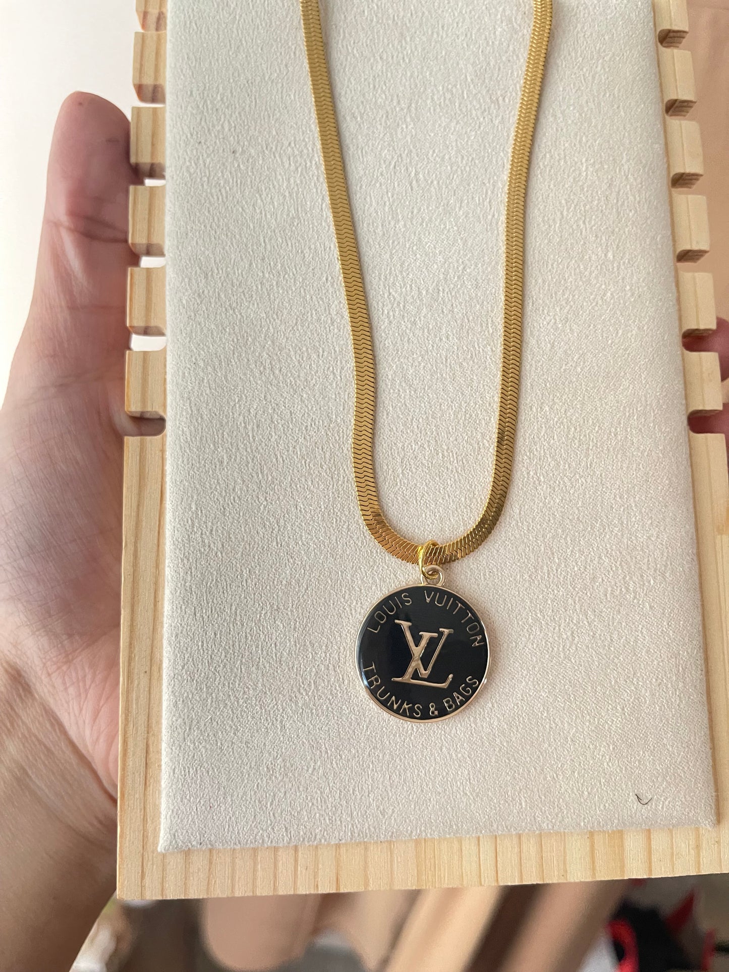 Upcycled LV charm necklace gold