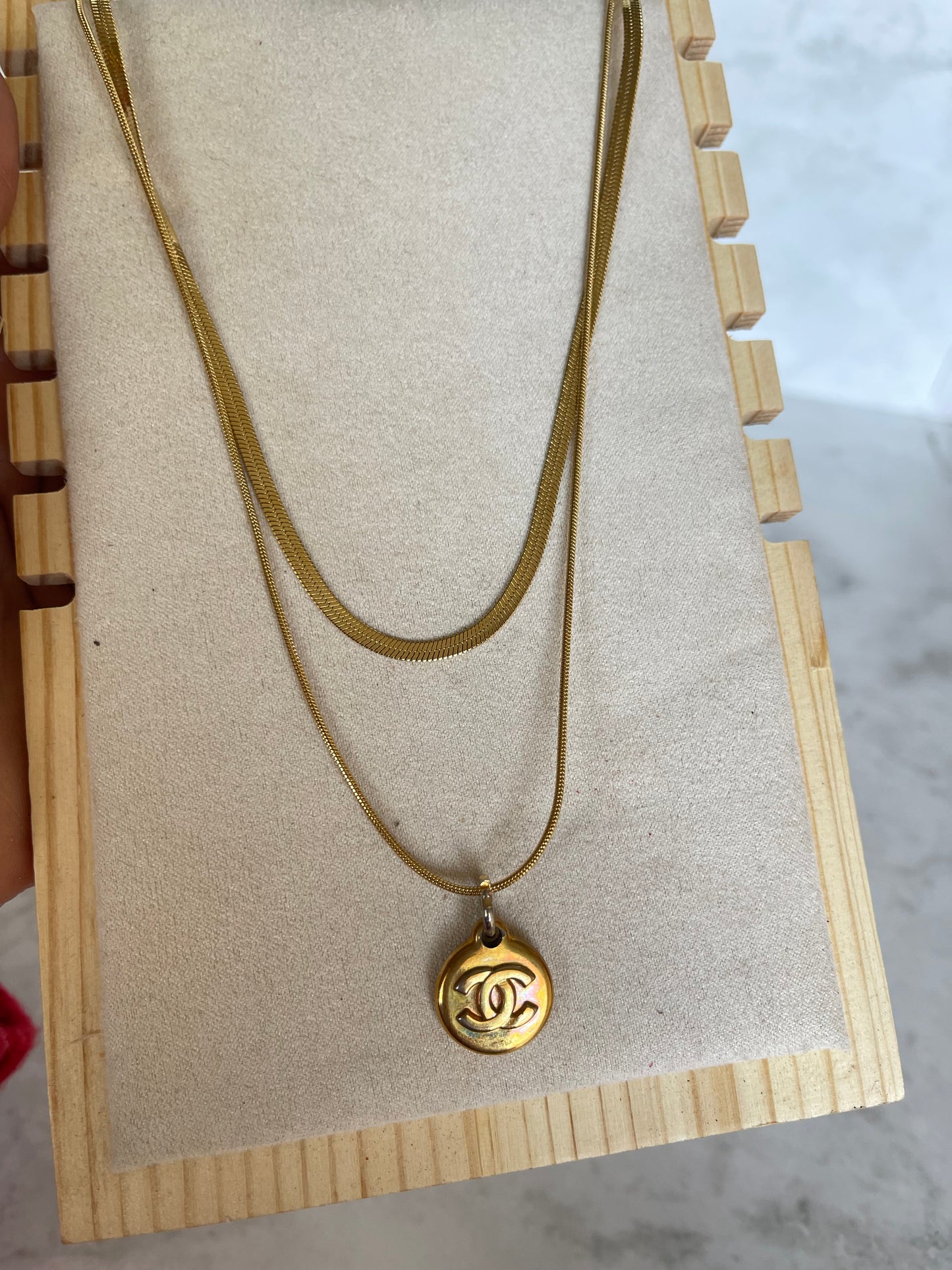 Upcycled authentic Chanel charm pendant