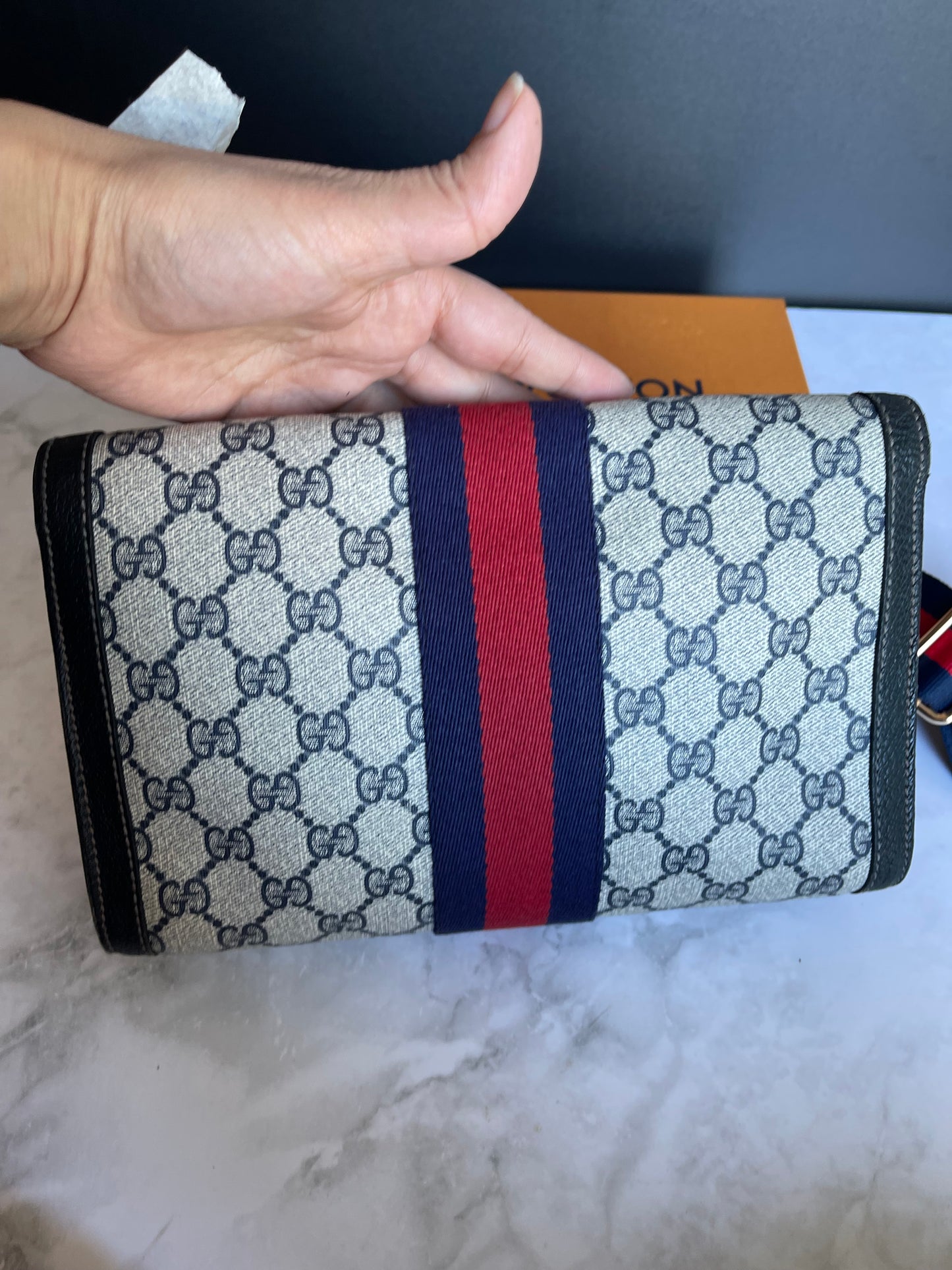 Authentic Gucci vintage web sherry line crossbody bag