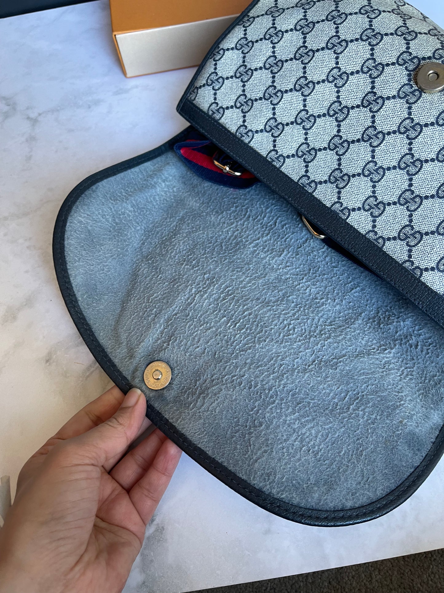 Authentic vintage Gucci web sherry line crossbody bag