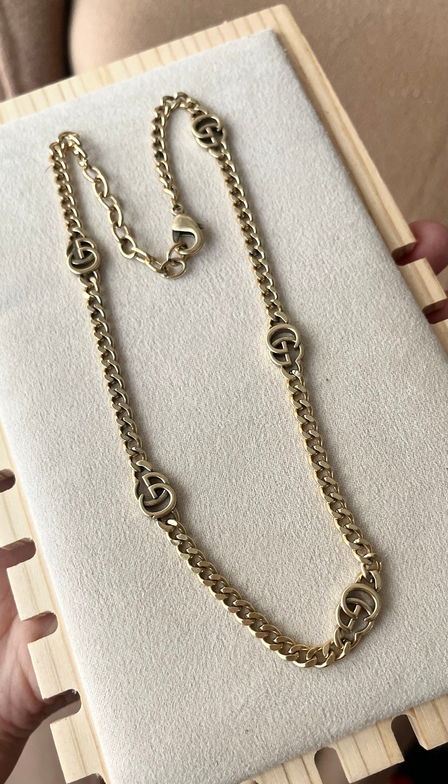 Upcycled charm necklace gold