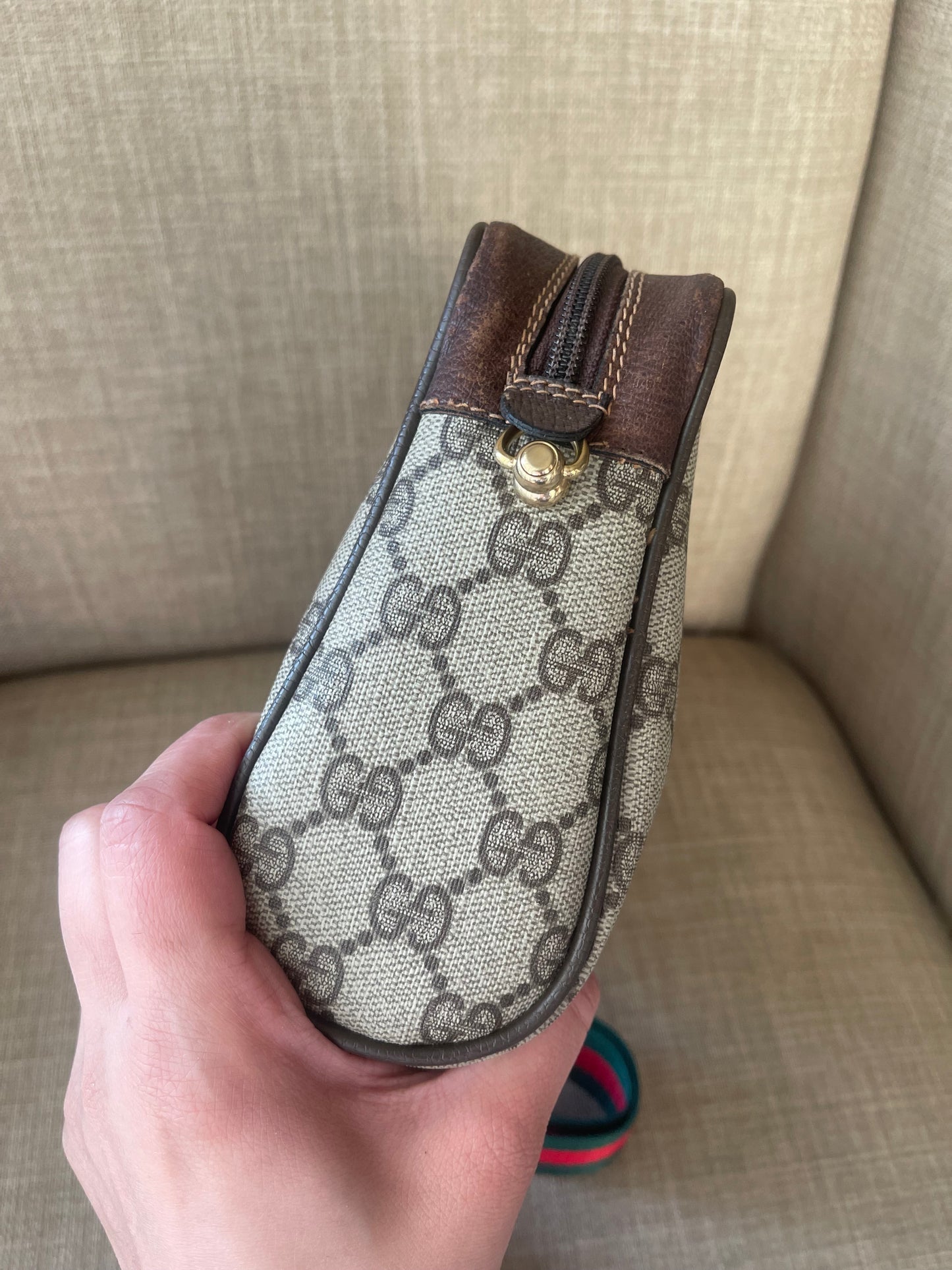 Authentic Gucci web sherry line clutch crossbody