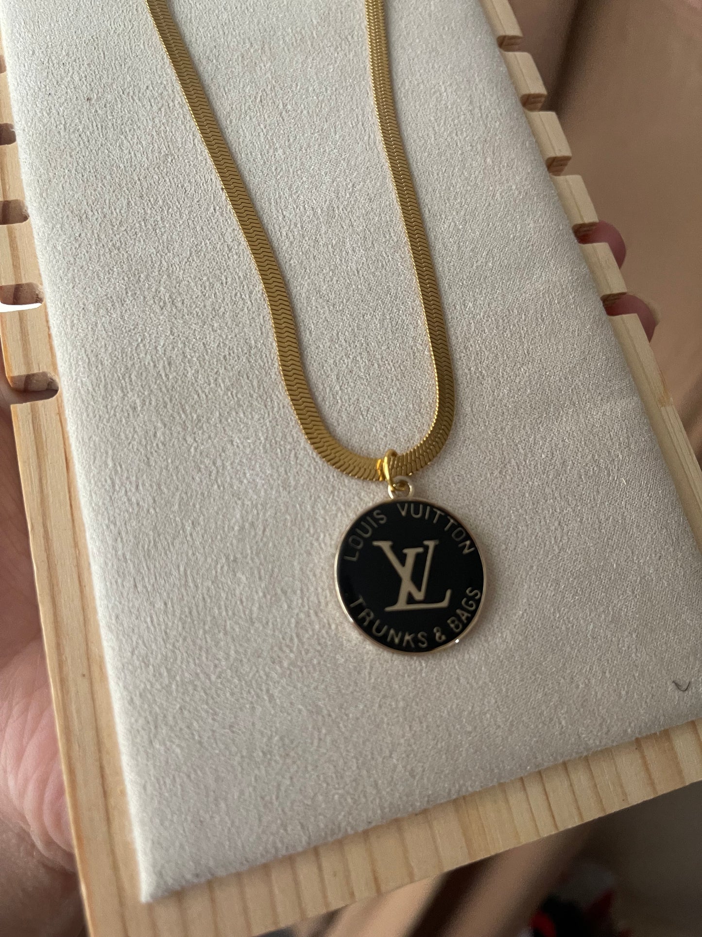 Upcycled LV charm necklace gold