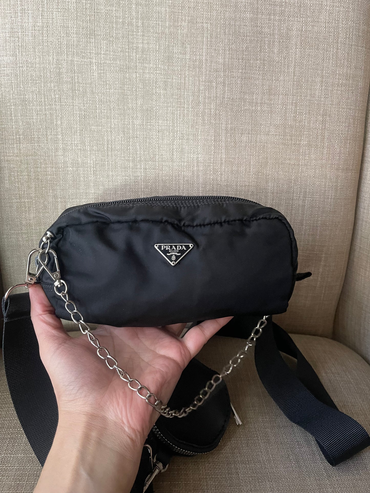 Authentic Prada accessory’s pouch turned into a crossbody