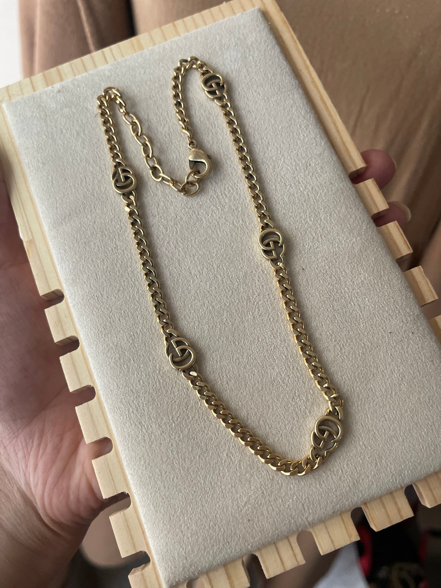 Upcycled charm necklace gold