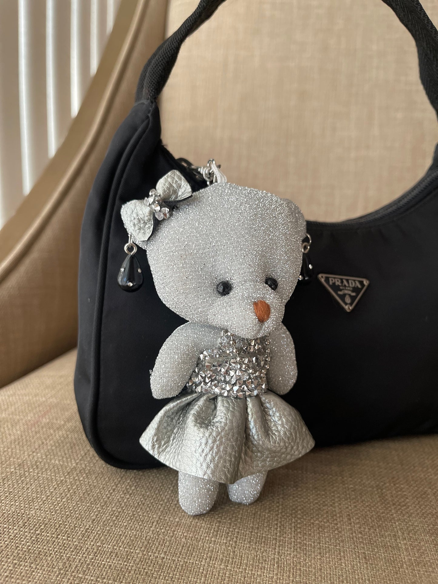 Handmade teddy key chain + bag charm