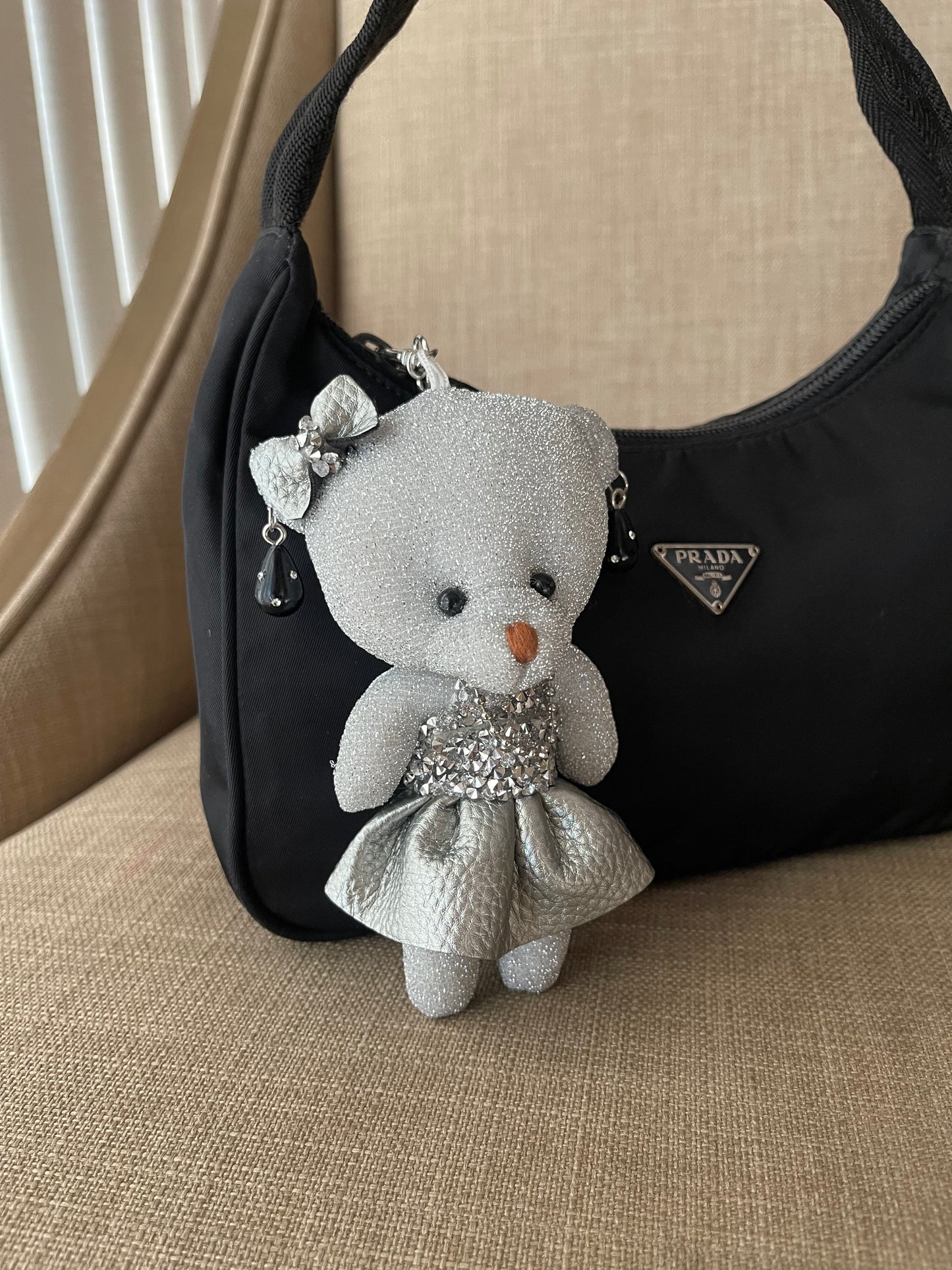 Handmade teddy key chain + bag charm