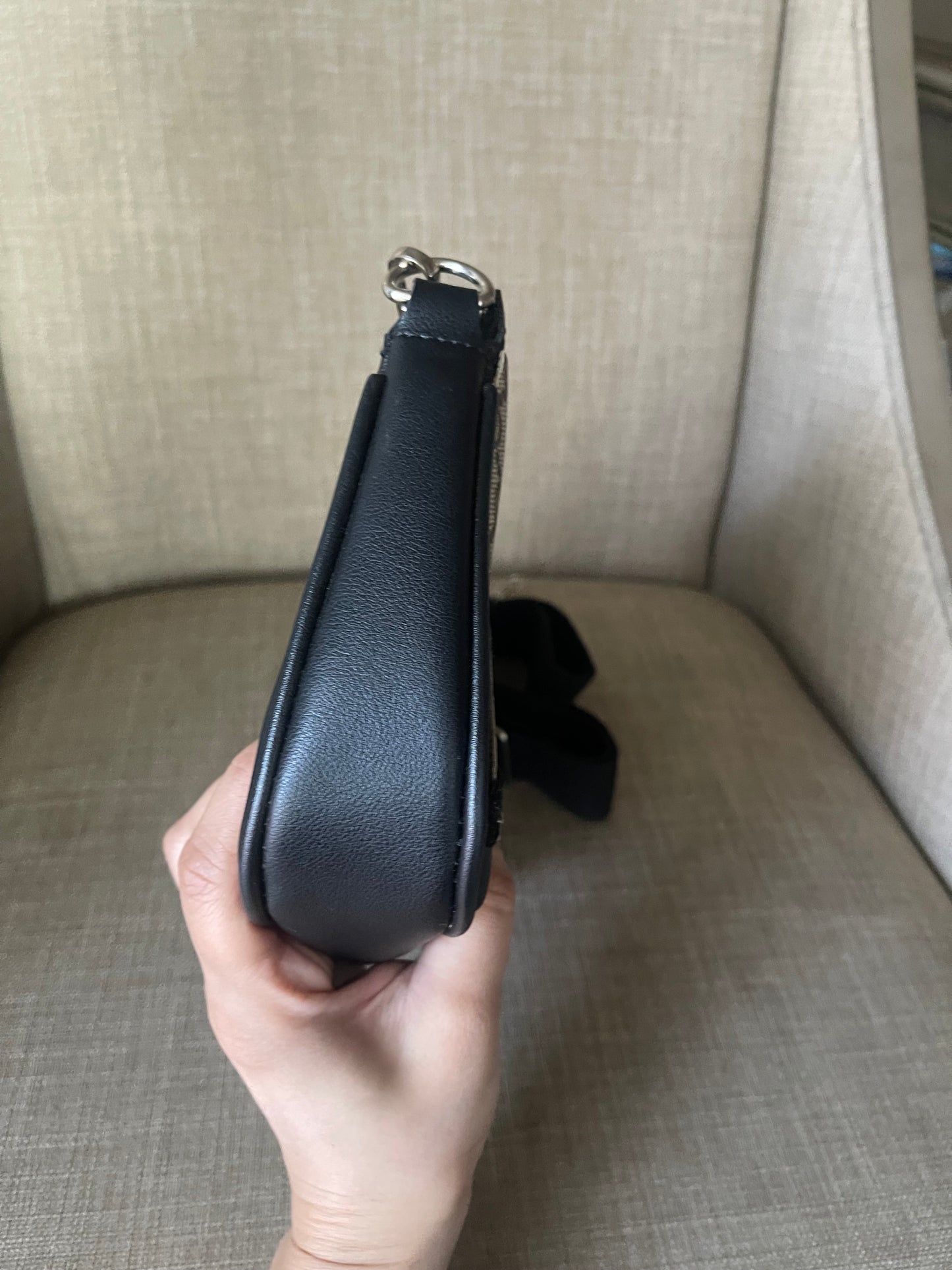 Upcycled black shoulder bag