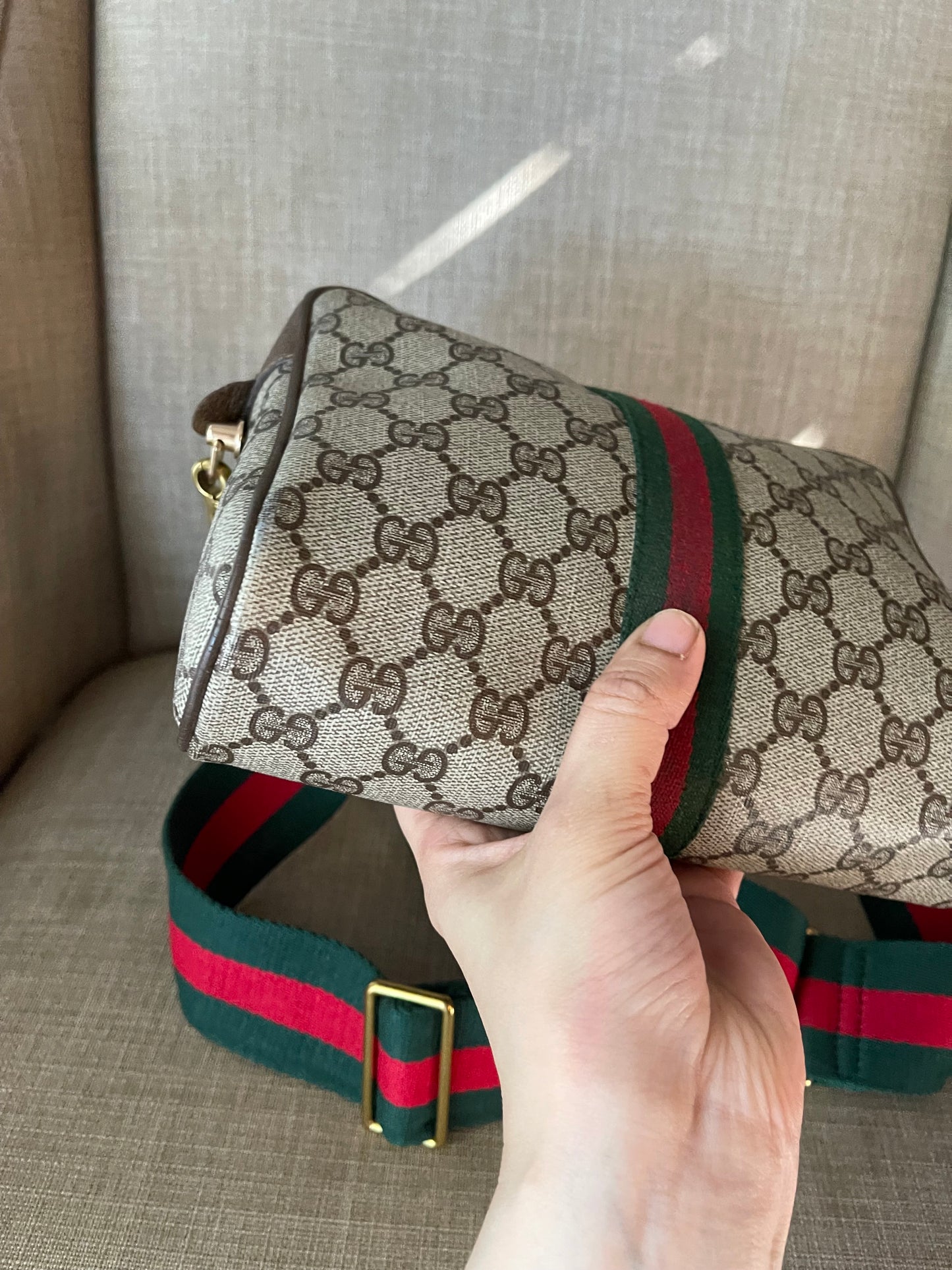 Authentic Gucci vintage web sherry line crossbody bag