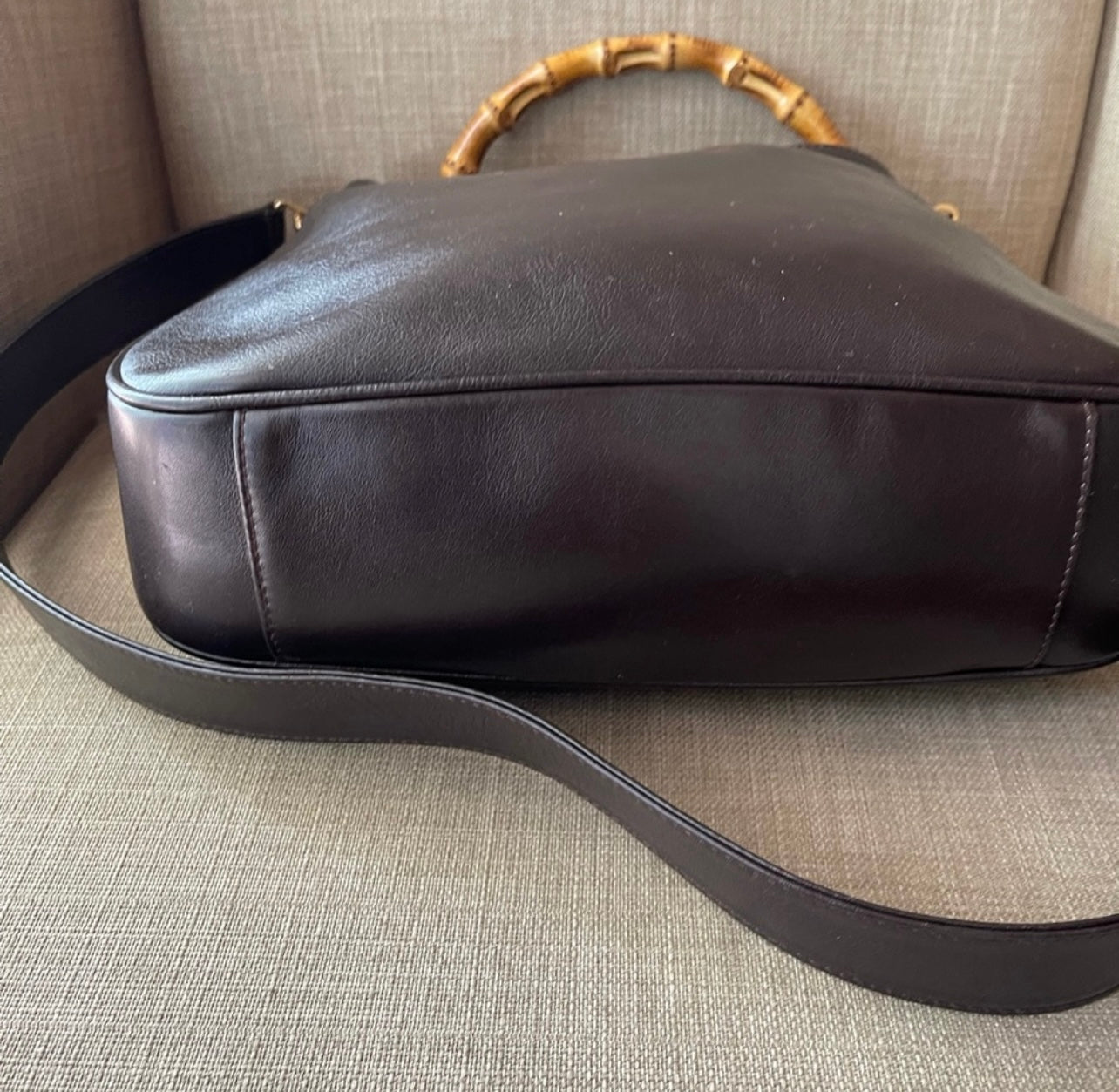 Authentic Gucci bamboo leather shoulder bag