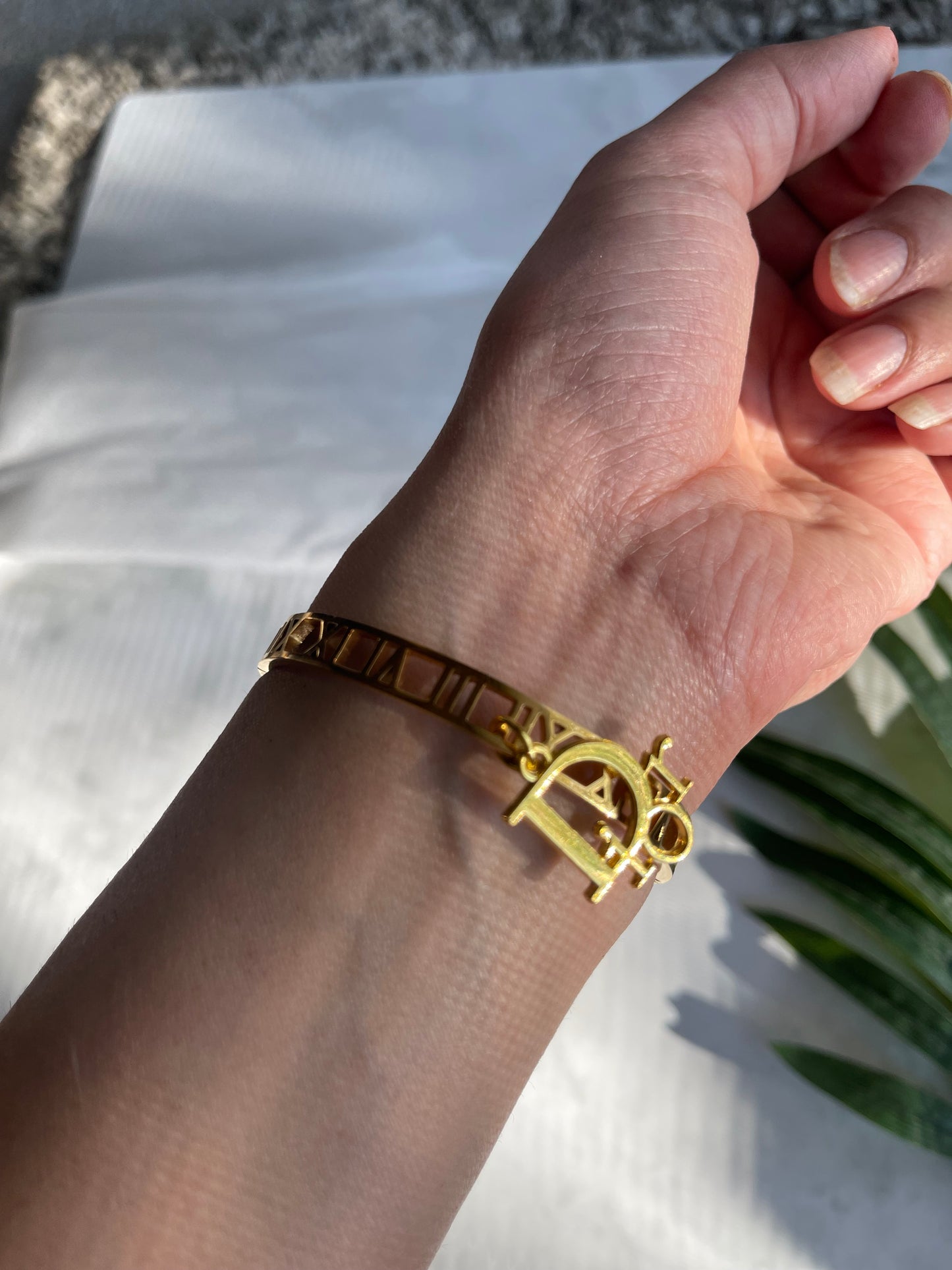 Upcycled Dior charm cuff bracelet