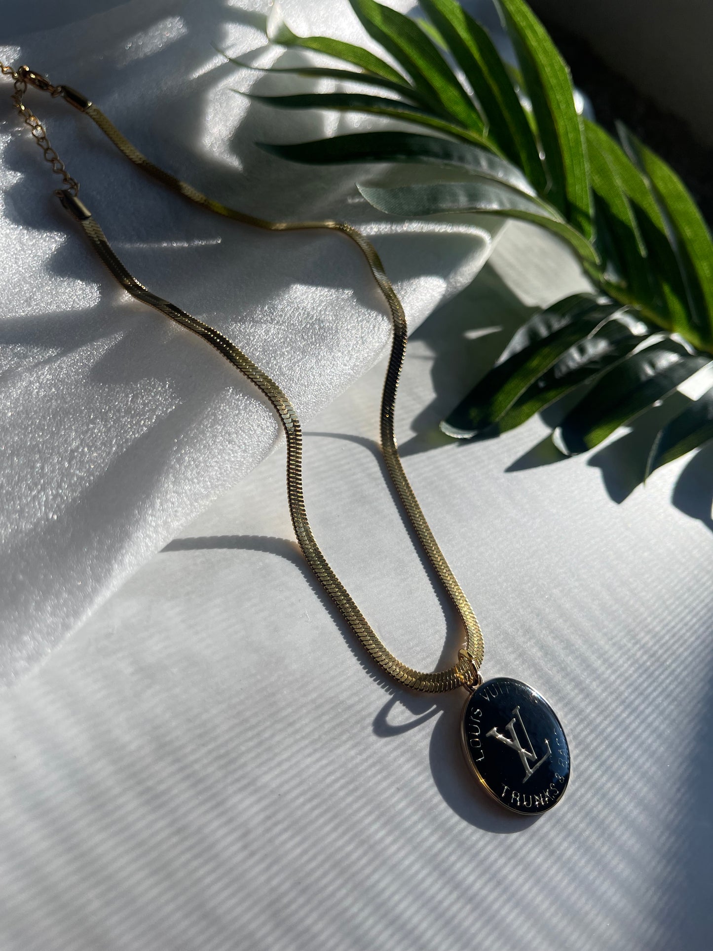 Upcycled LV charm necklace gold