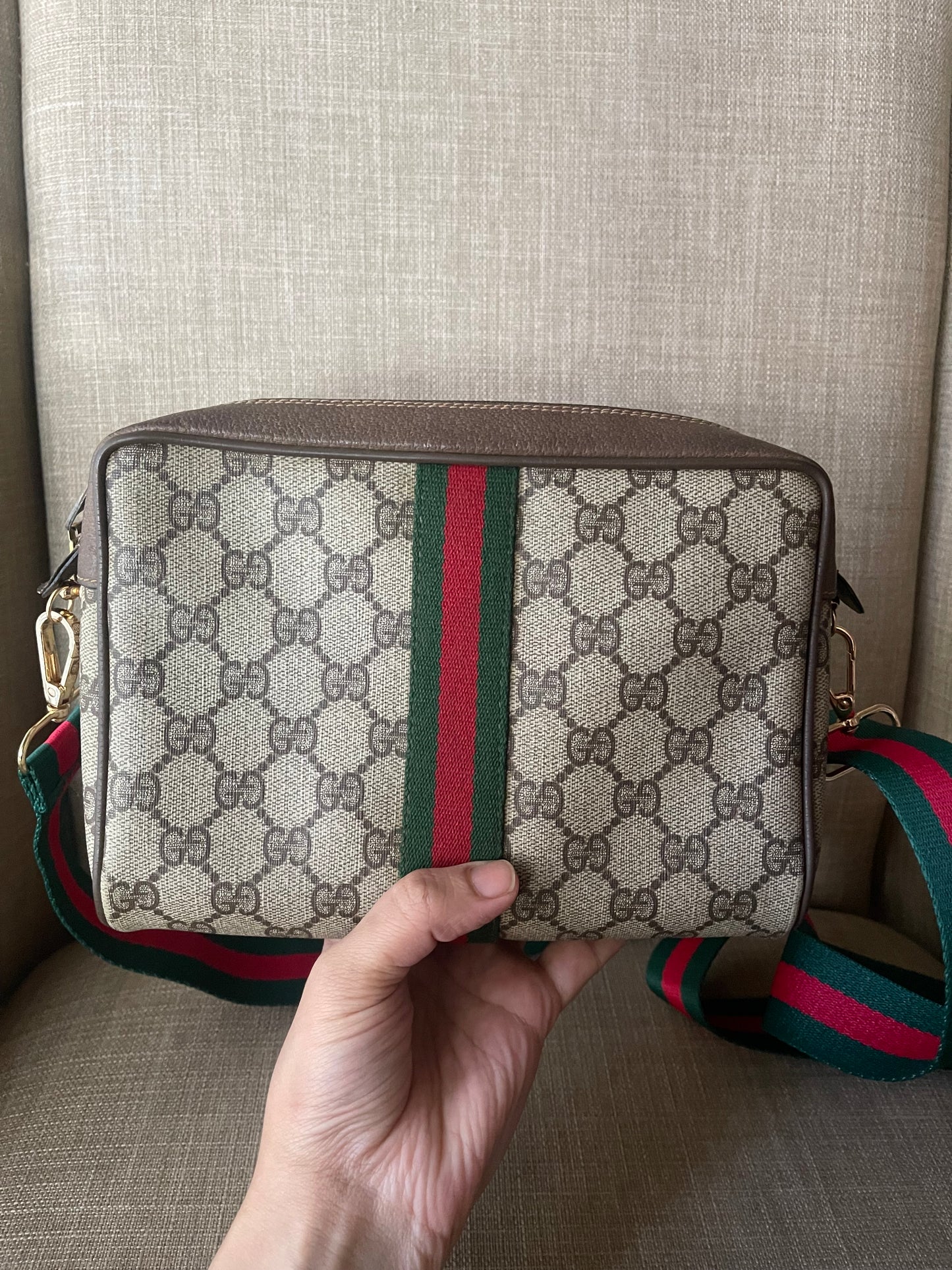 Authentic Gucci vintage web sherry line crossbody bag