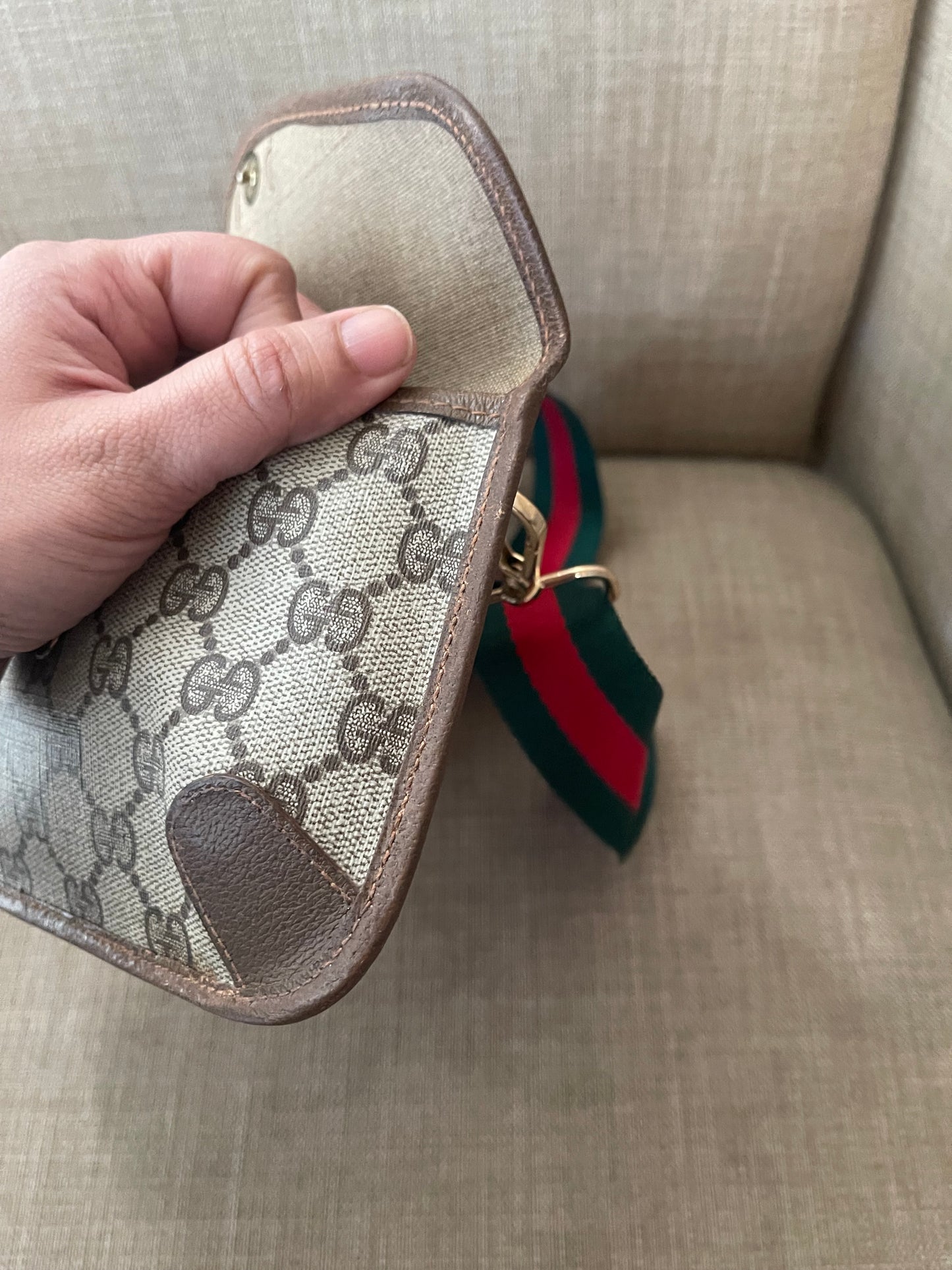 Authentic Gucci vintage web sherry line clutch crossbody bag