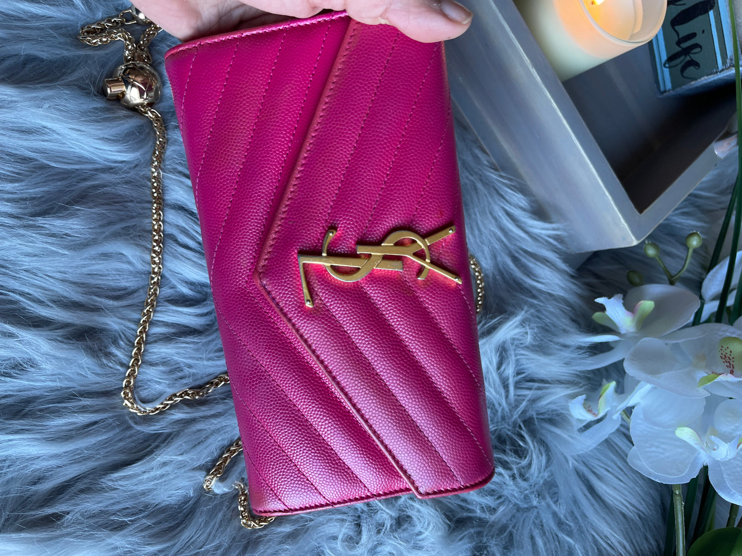 Authentic YSL V stich bifold wallet