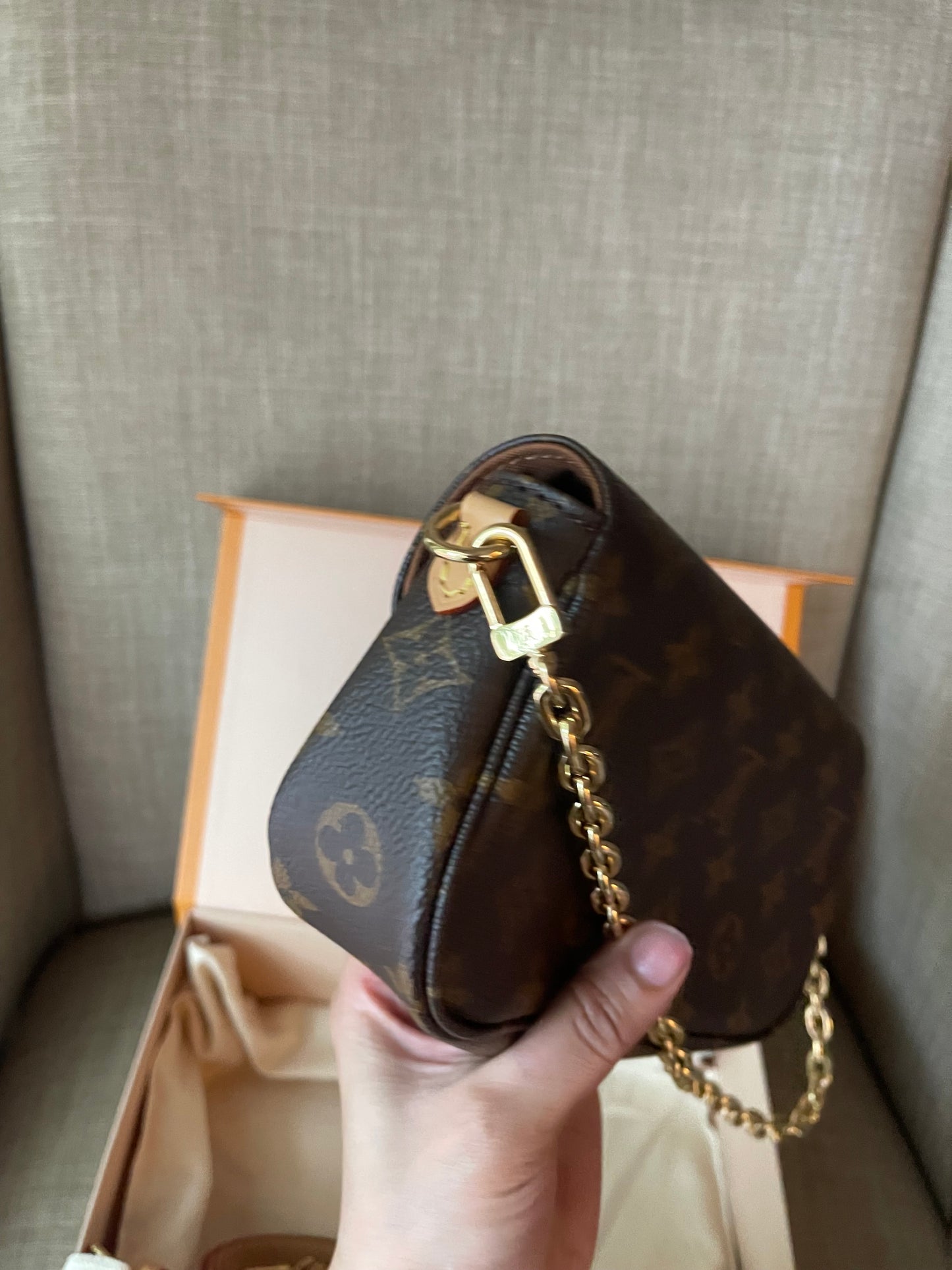 Authentic Louis Vuitton monogram wallet on chain ivy