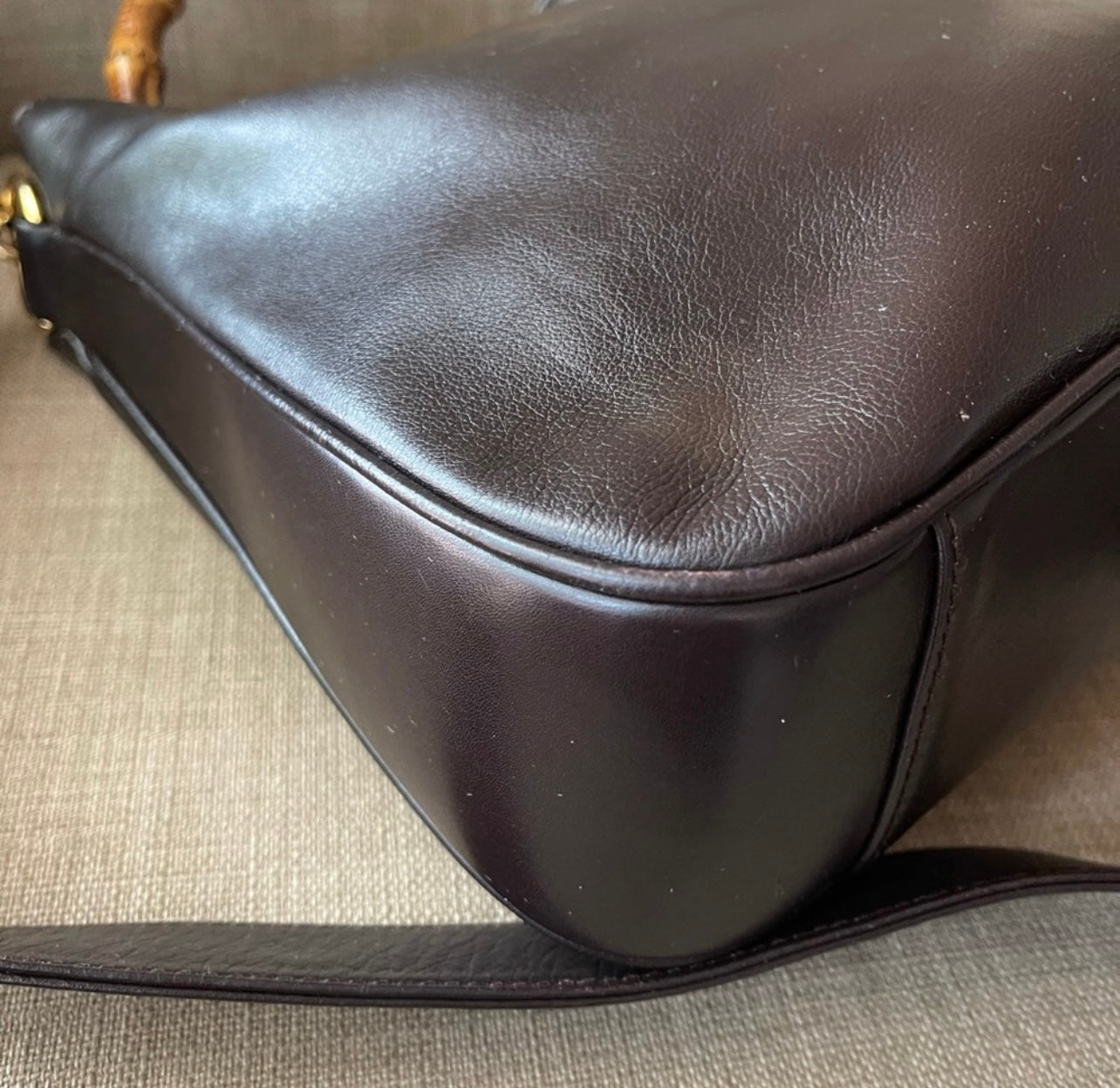 Authentic Gucci bamboo leather shoulder bag