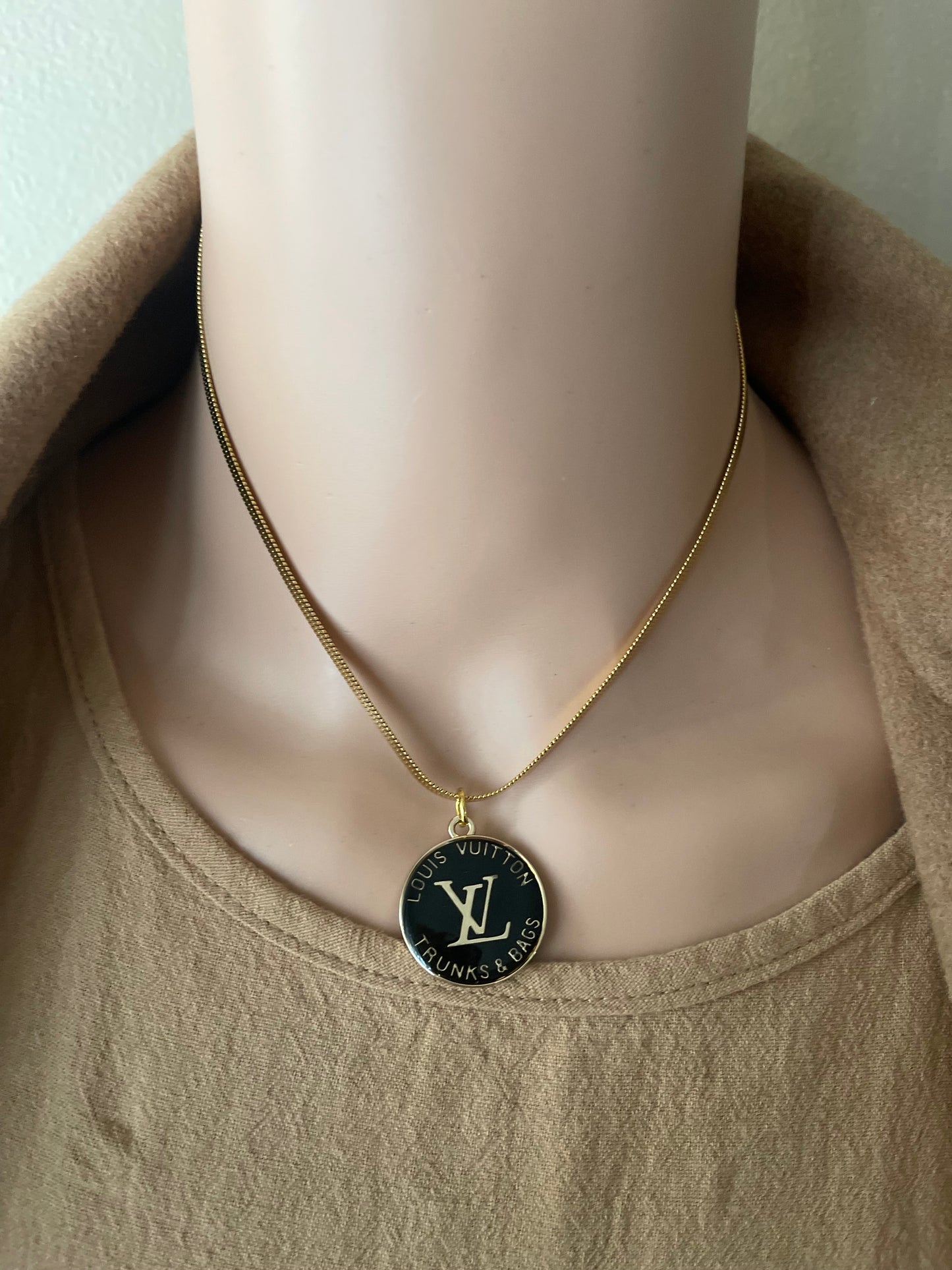 Upcycled LV charm necklace gold