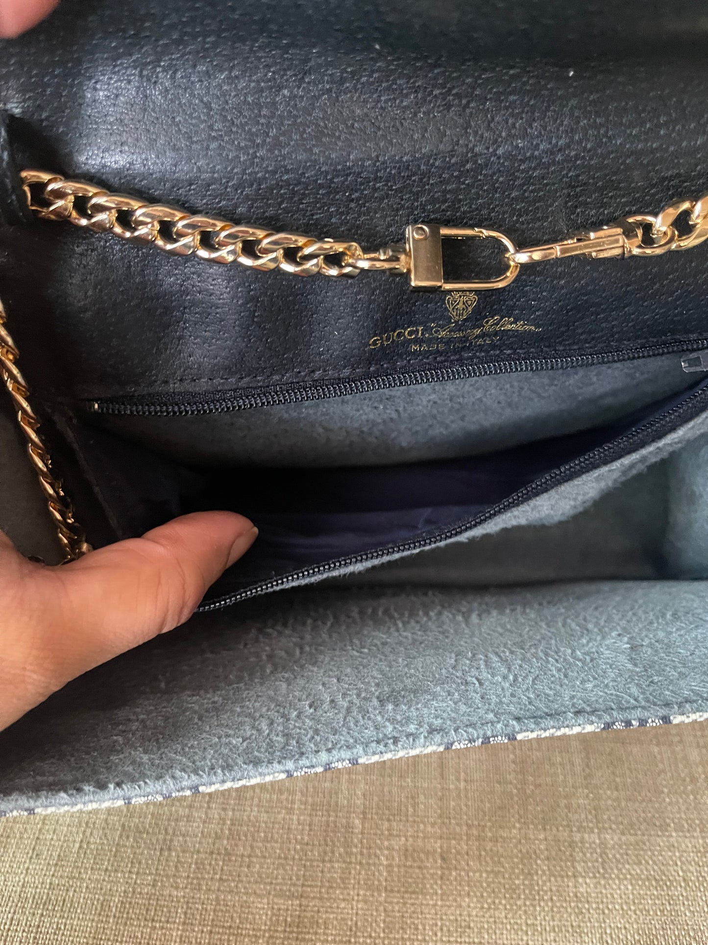 Authentic vintage Gucci web sherry line clutch crossbody bag