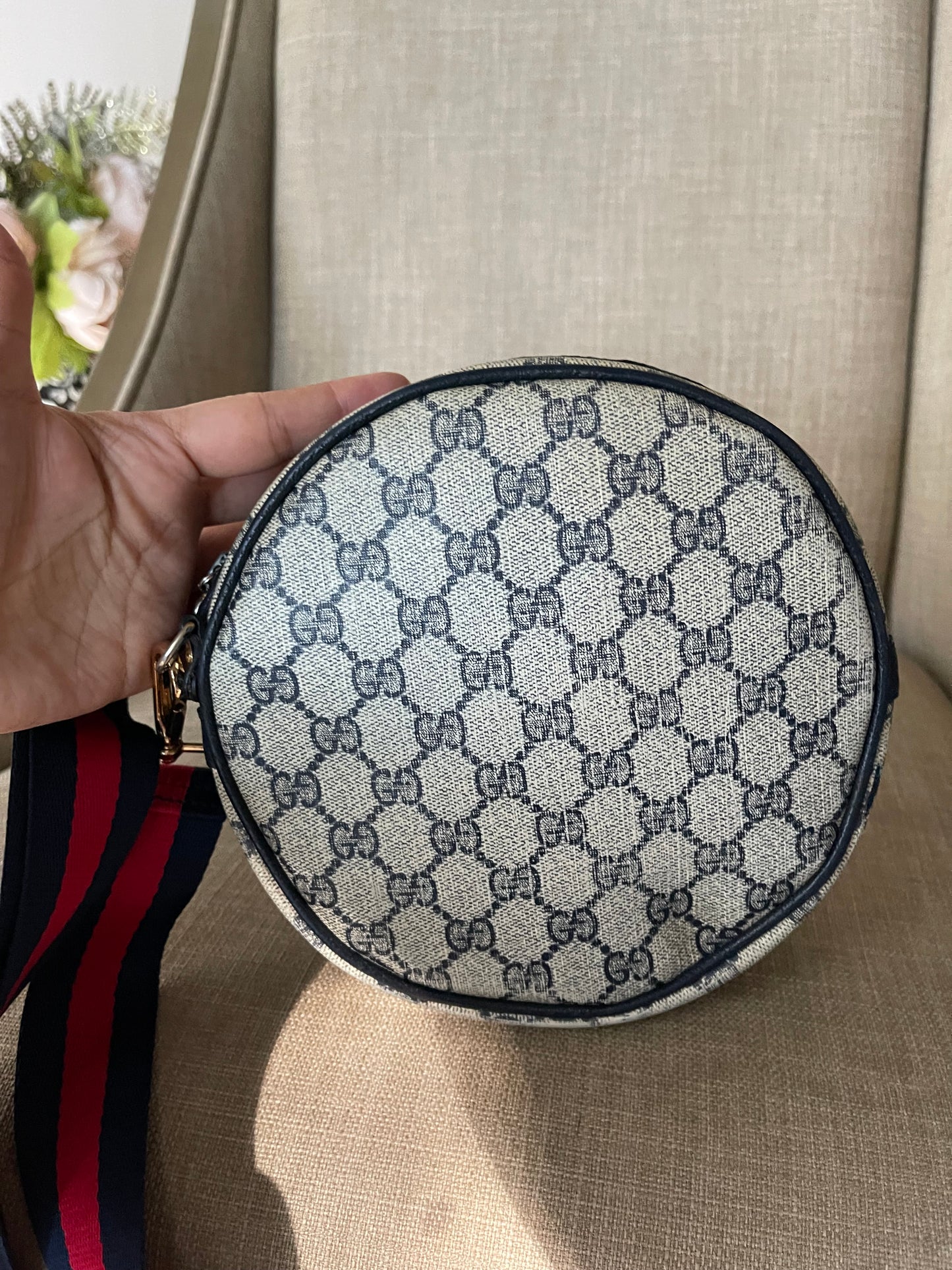 Authentic Gucci vintage gg canvas blue crossbody bag