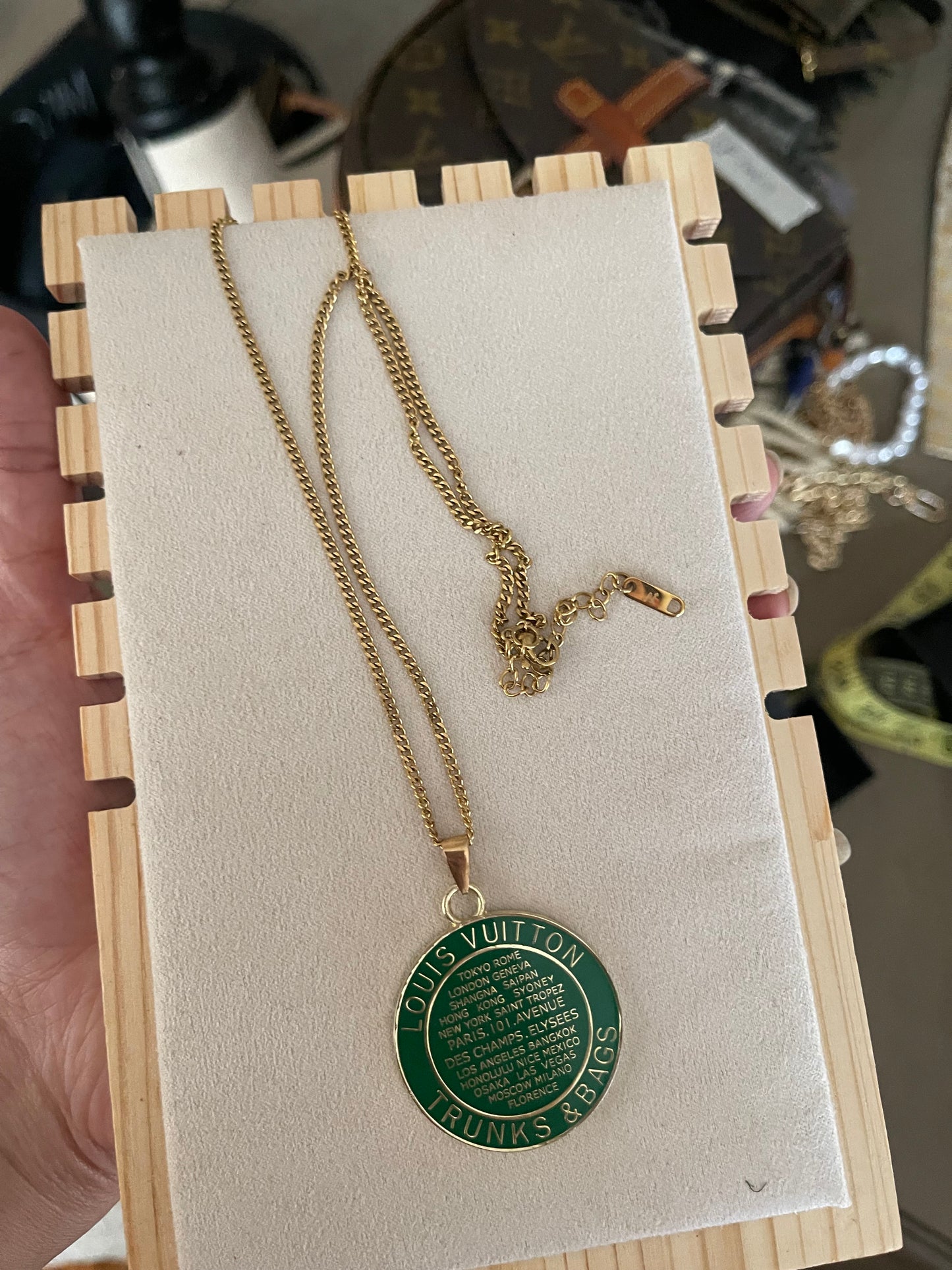 Authentic upcycled LV charm necklace