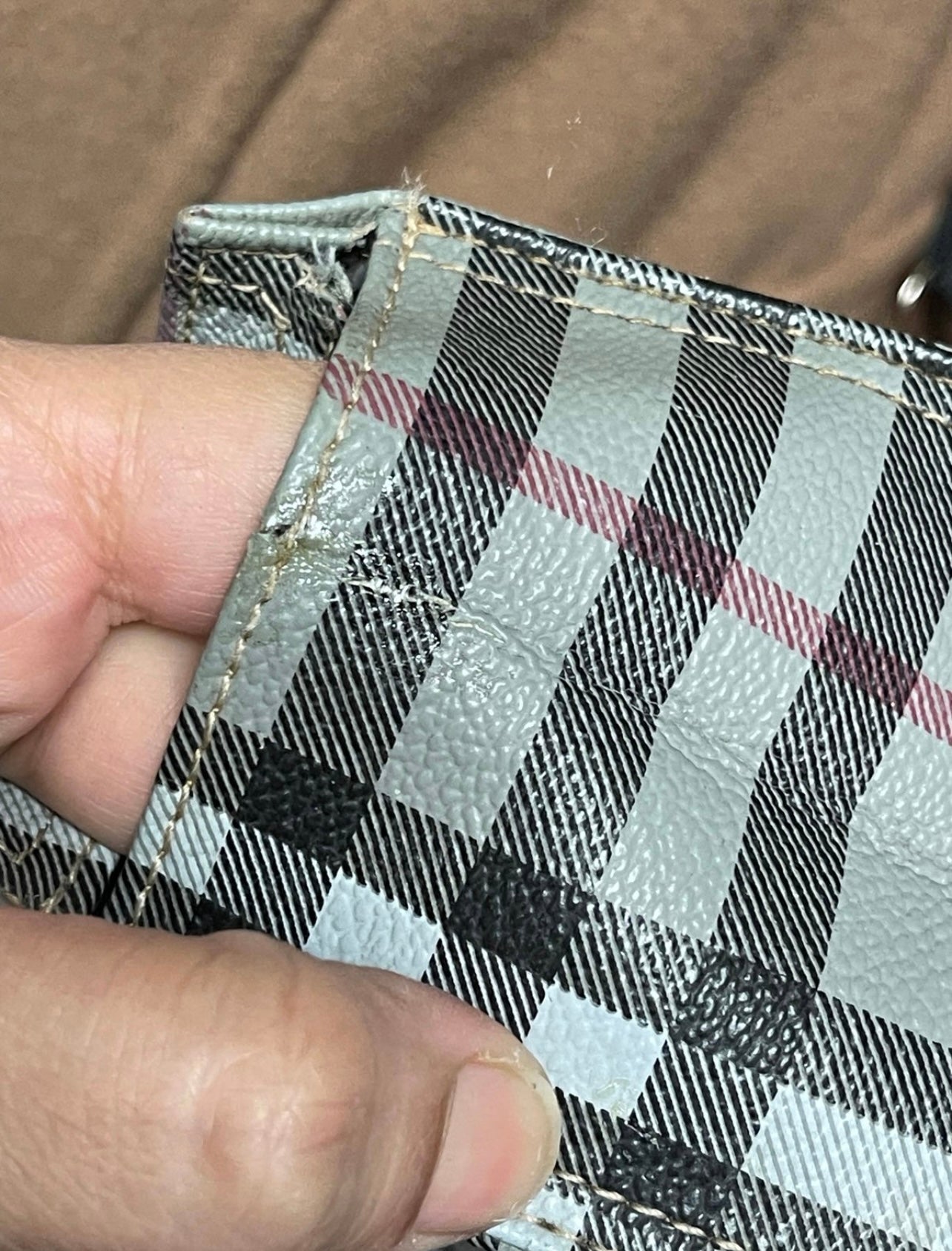 Authentic Burberrys nova check grey clutch