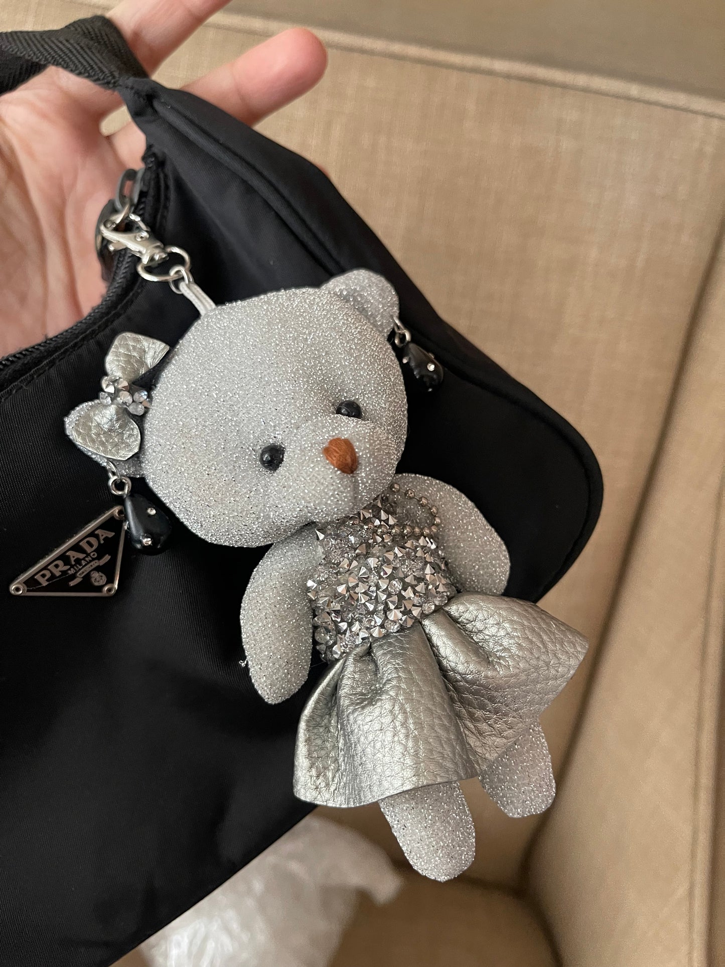 Handmade teddy key chain + bag charm