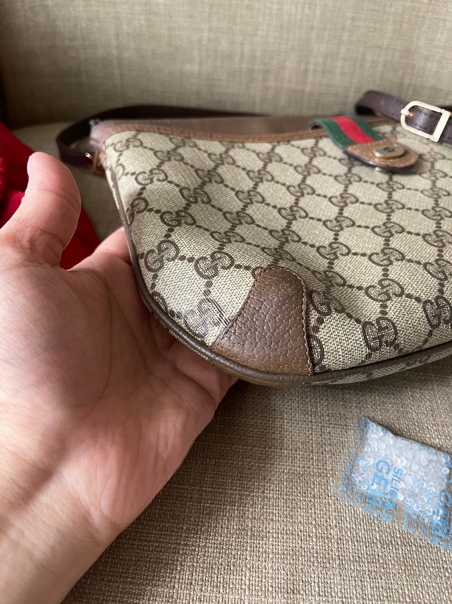 Authentic Gucci vintage web sherry line clutch crossbody bag