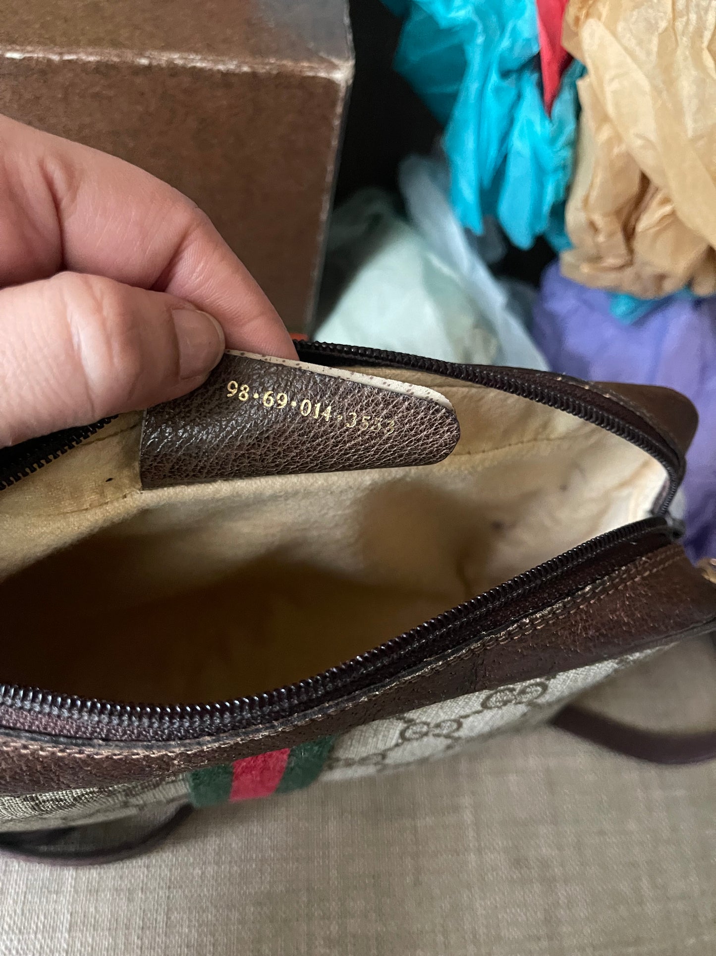 Authentic vintage Gucci web sherry line clutch crossbody bag