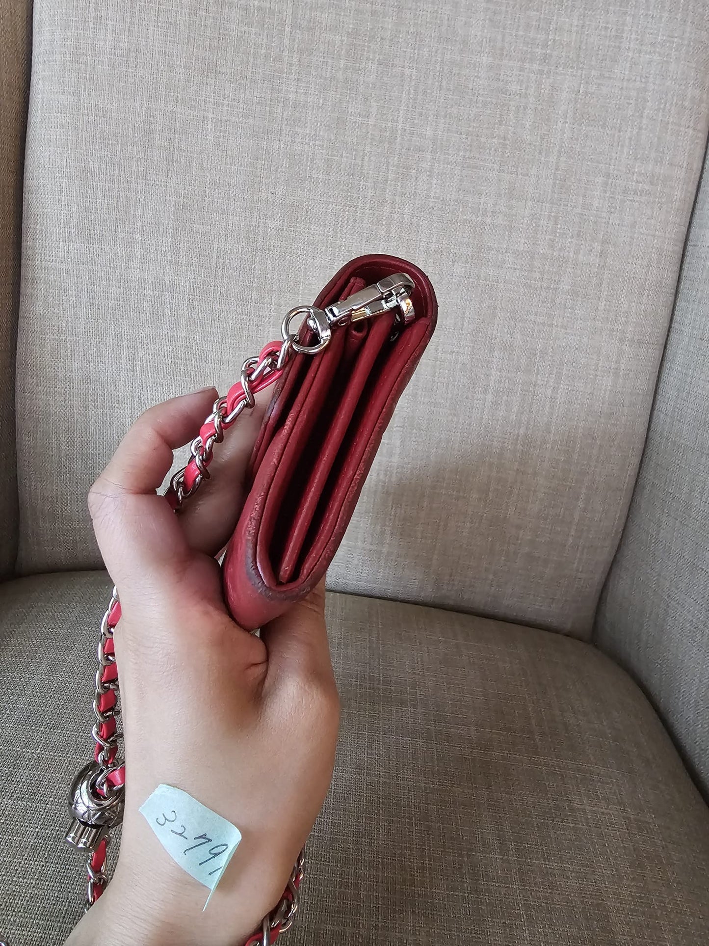 Authentic vintage Chanel bifold wallet on chain