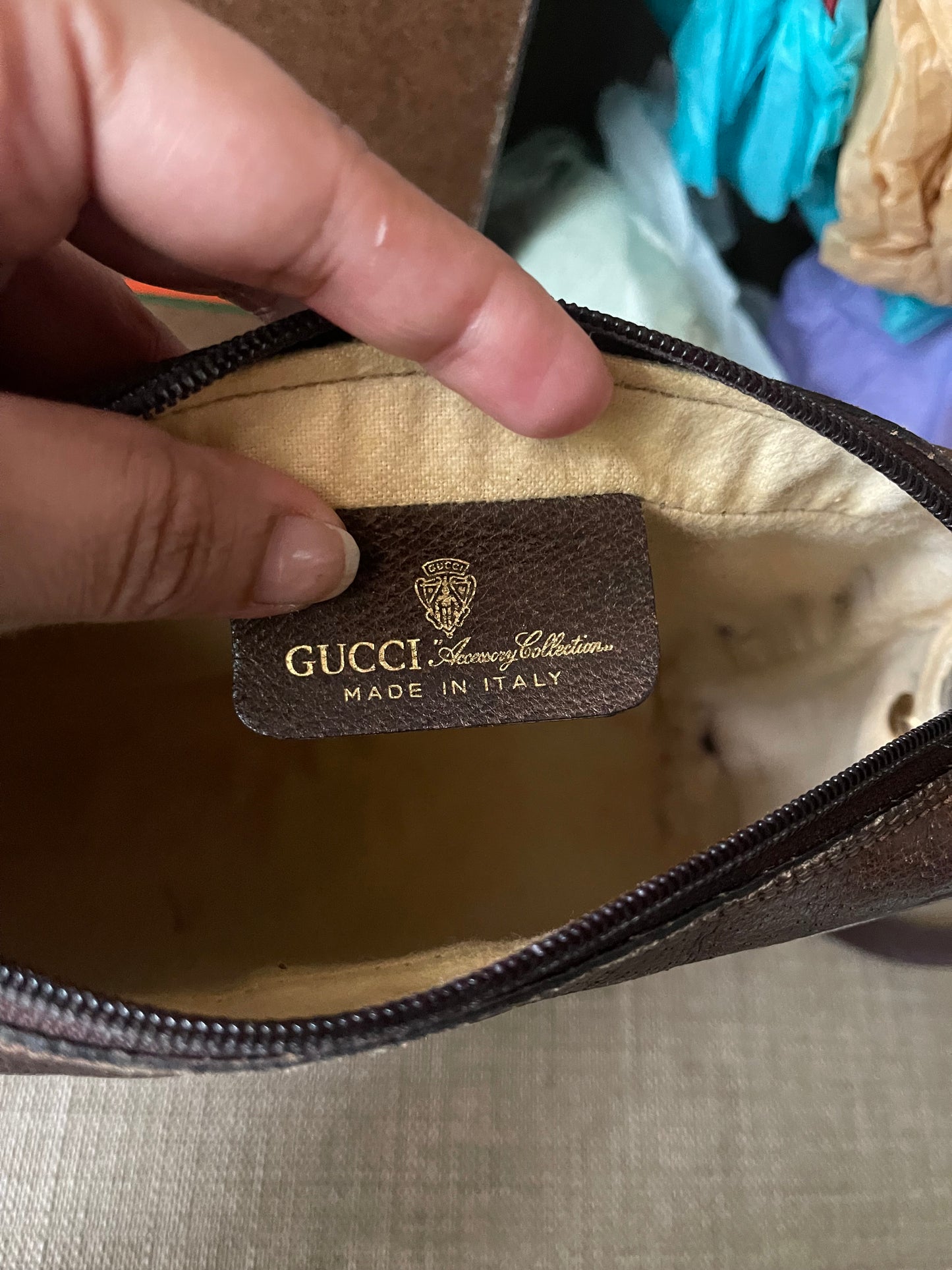 Authentic vintage Gucci web sherry line clutch crossbody bag
