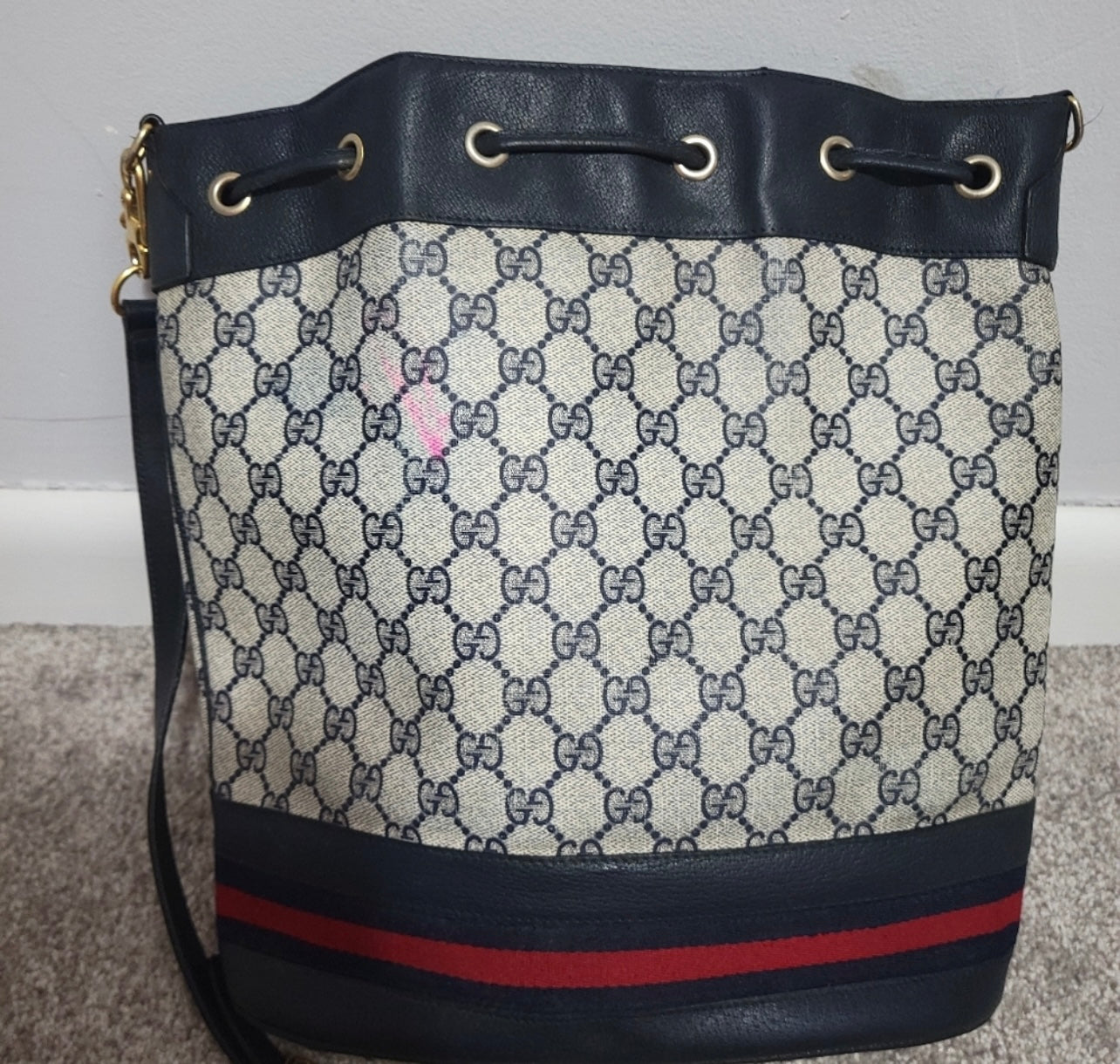 Authentic vintage Gucci web sherry line crossbody bag