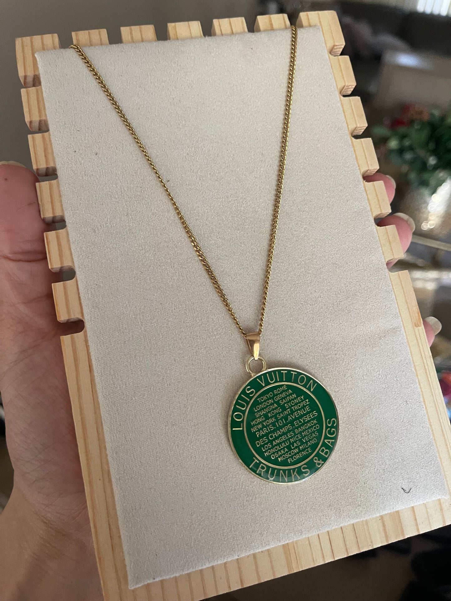 Authentic upcycled LV charm necklace