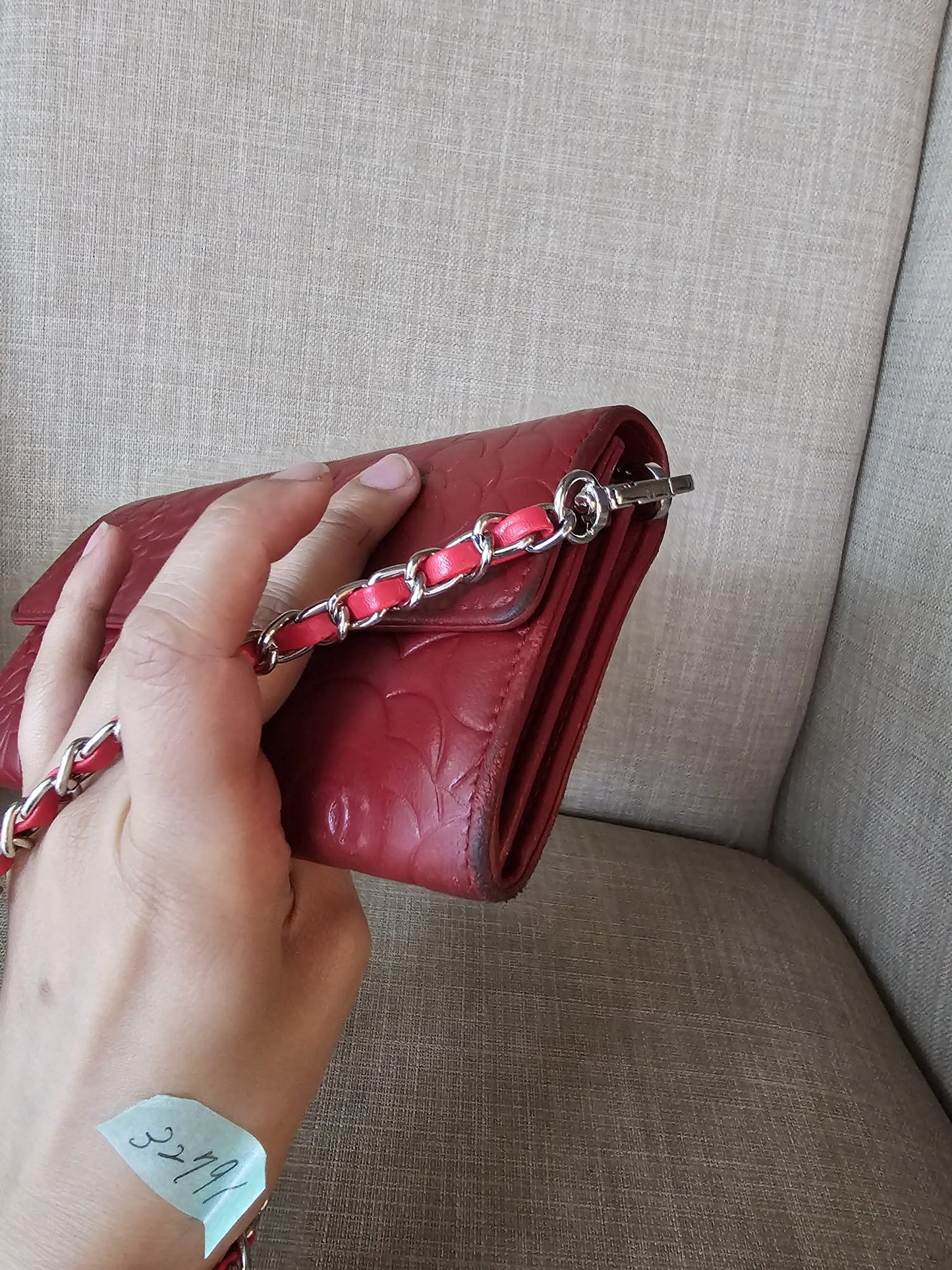 Authentic vintage Chanel bifold wallet on chain