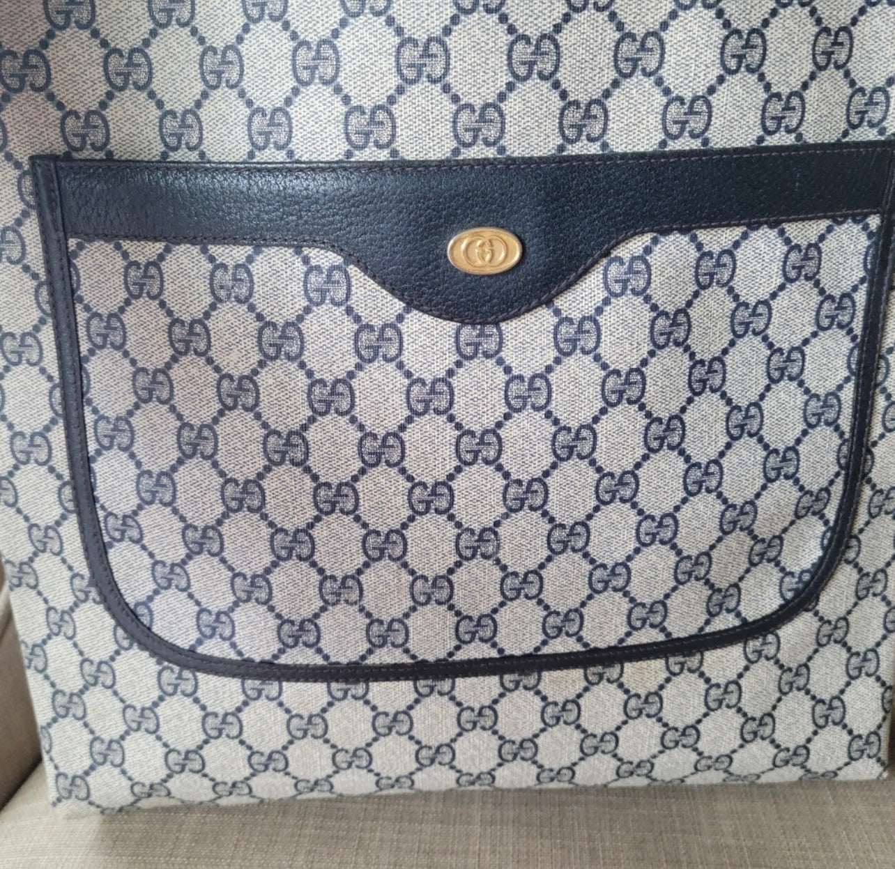 Authentic Gucci vintage web sherry line tote bag