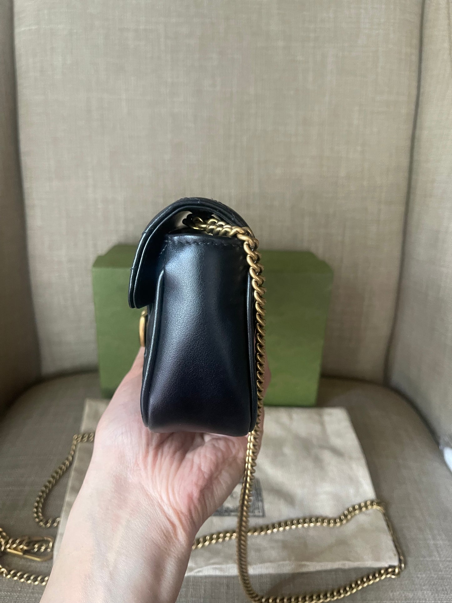 Authentic Gucci mini marmont bag black