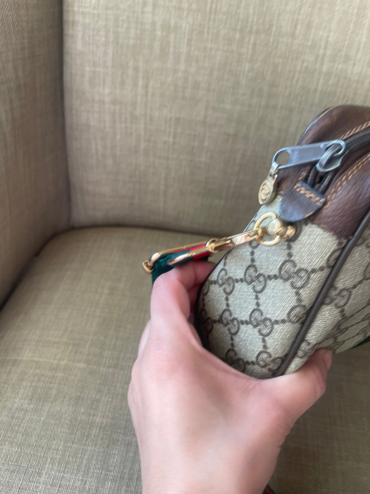 Authentic Gucci web sherry line clutch crossbody