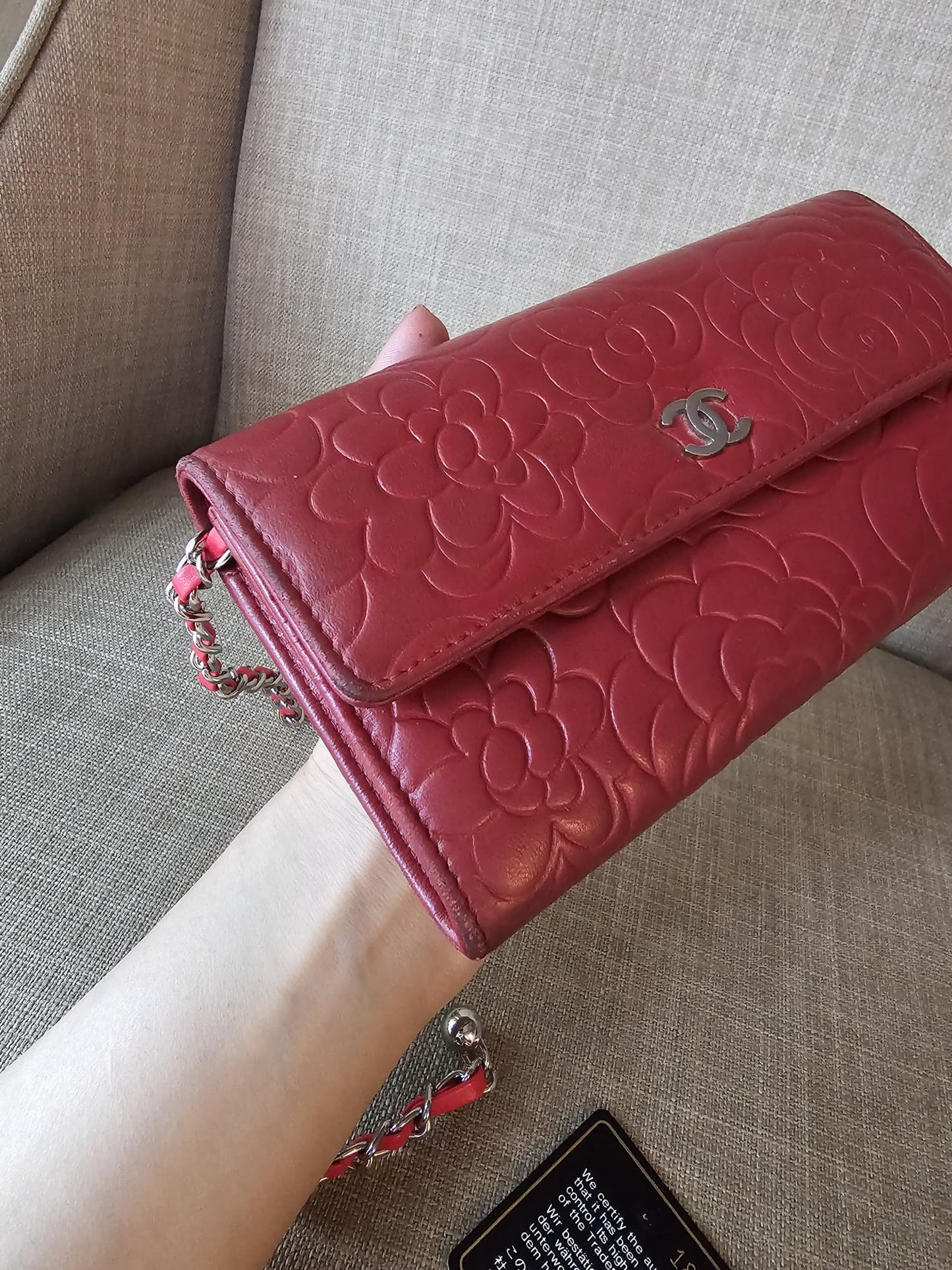 Authentic vintage Chanel bifold wallet on chain