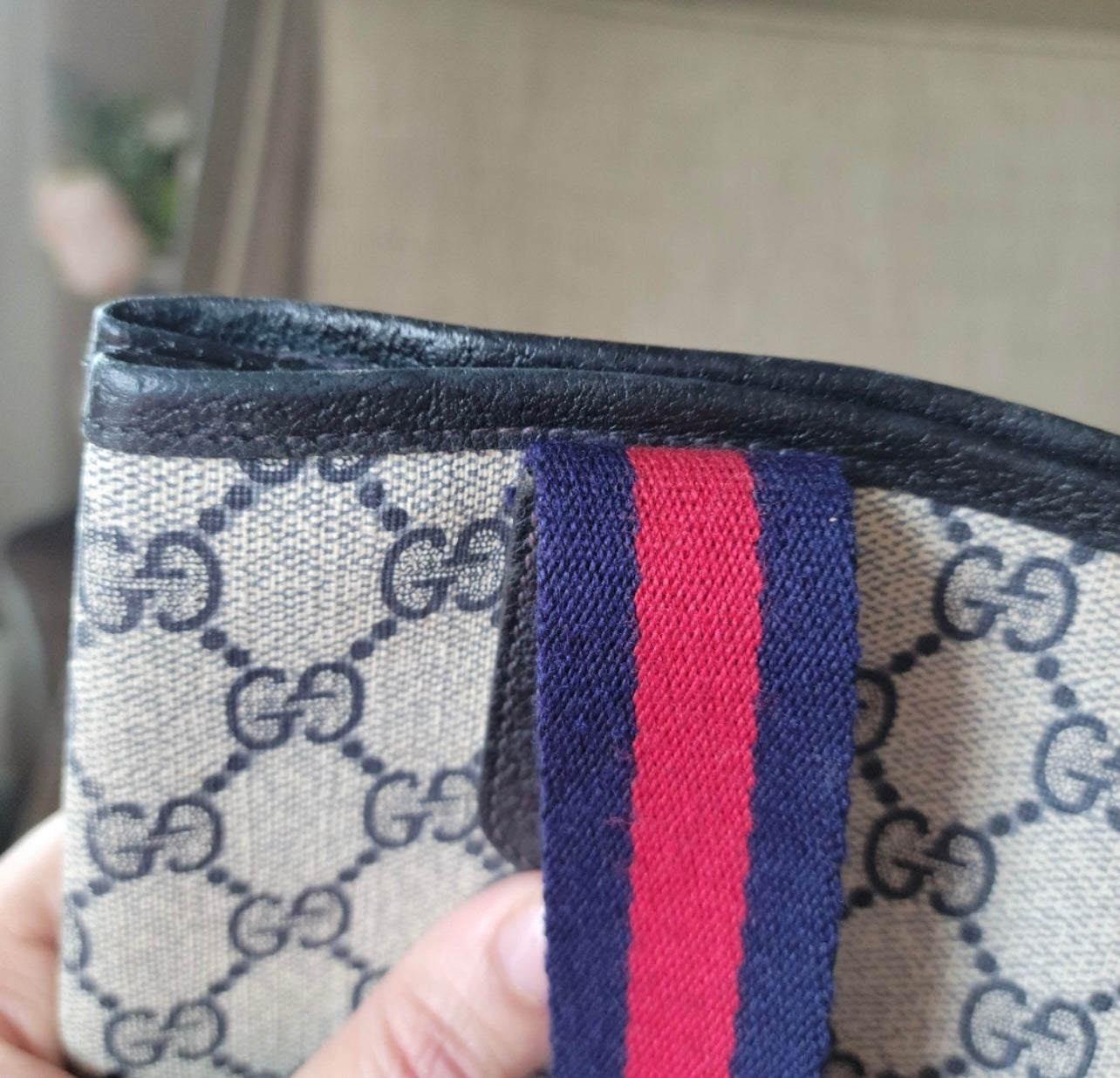 Authentic Gucci vintage web sherry line tote bag